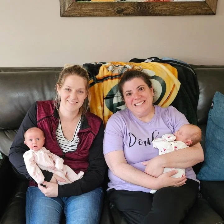 Birth doula Shauna from Woodstock, IL sharing support with twin multiple new mom from Spring Grove, IL.
