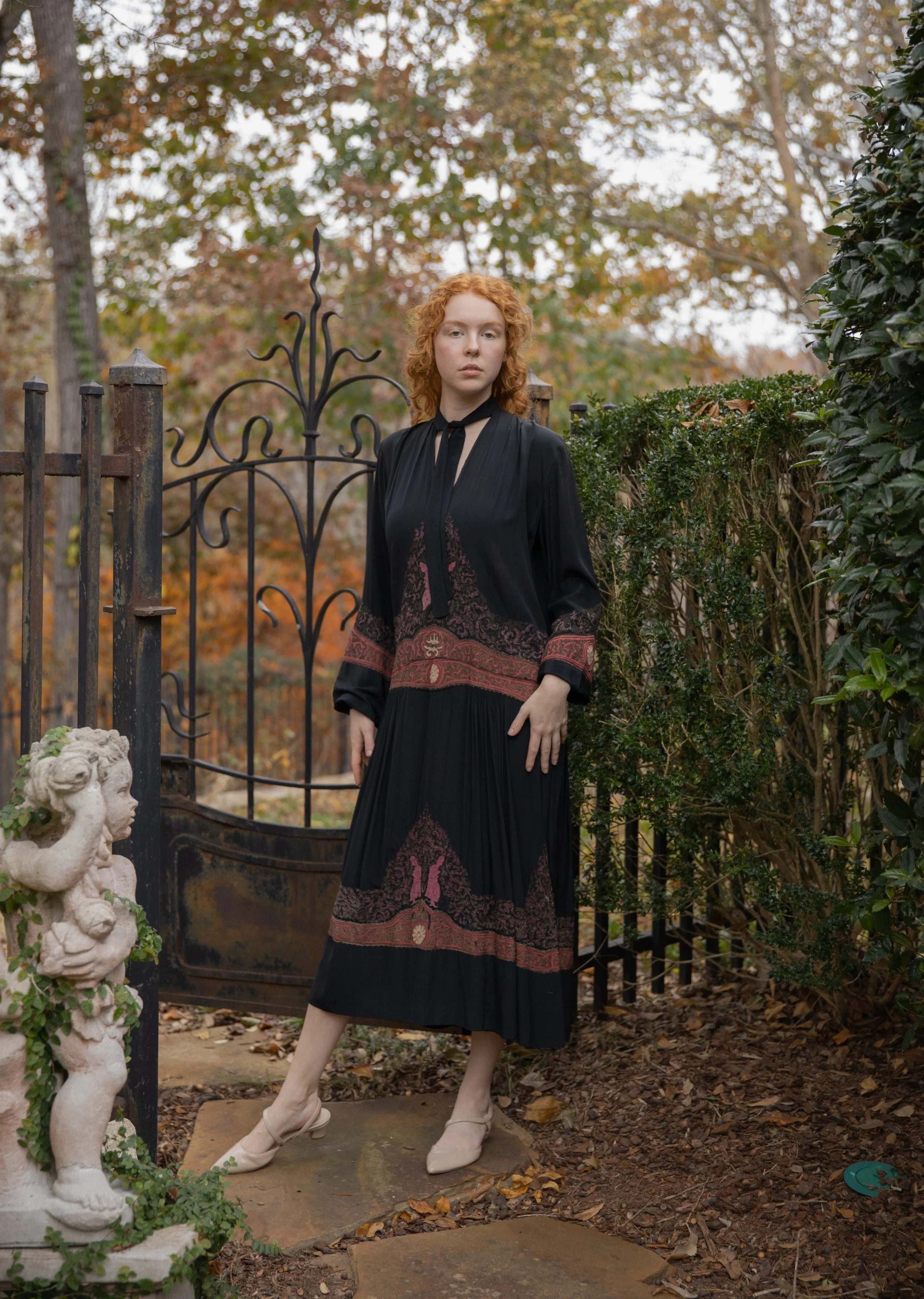 rare 1920s silk embroidered gown