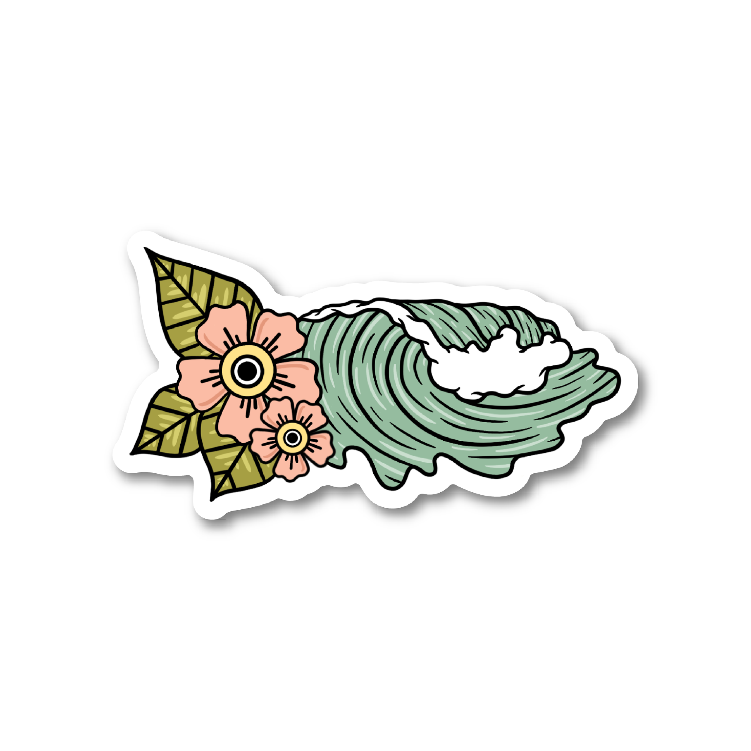 Wave and Flower Sticker
