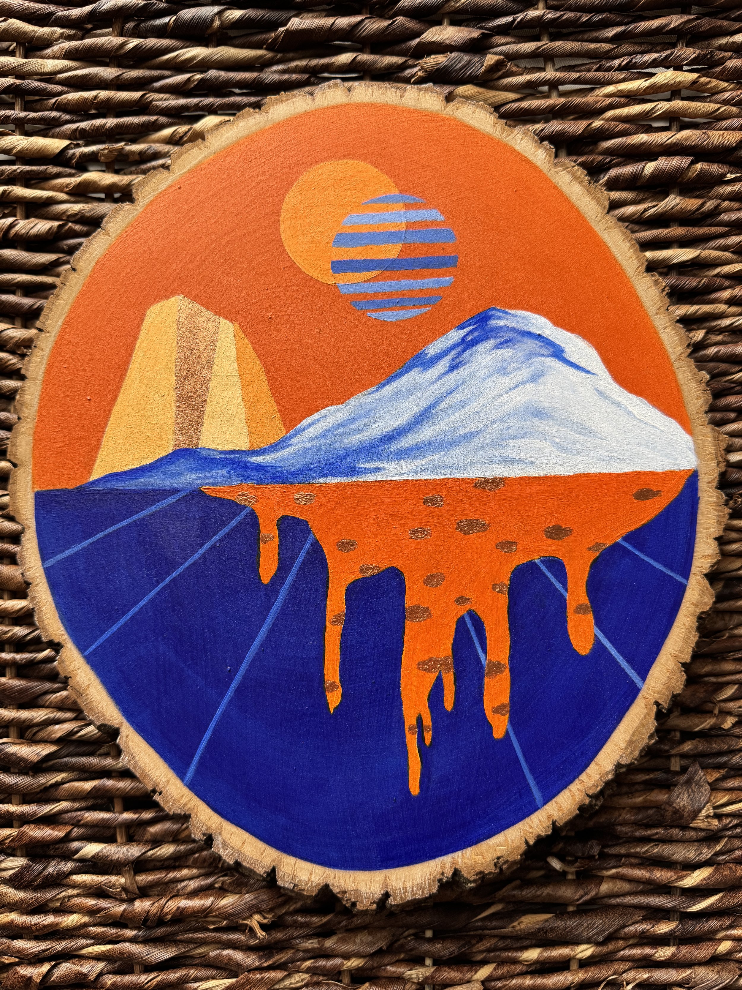 Wood slice acrylic painting Florence D'Angelo Art