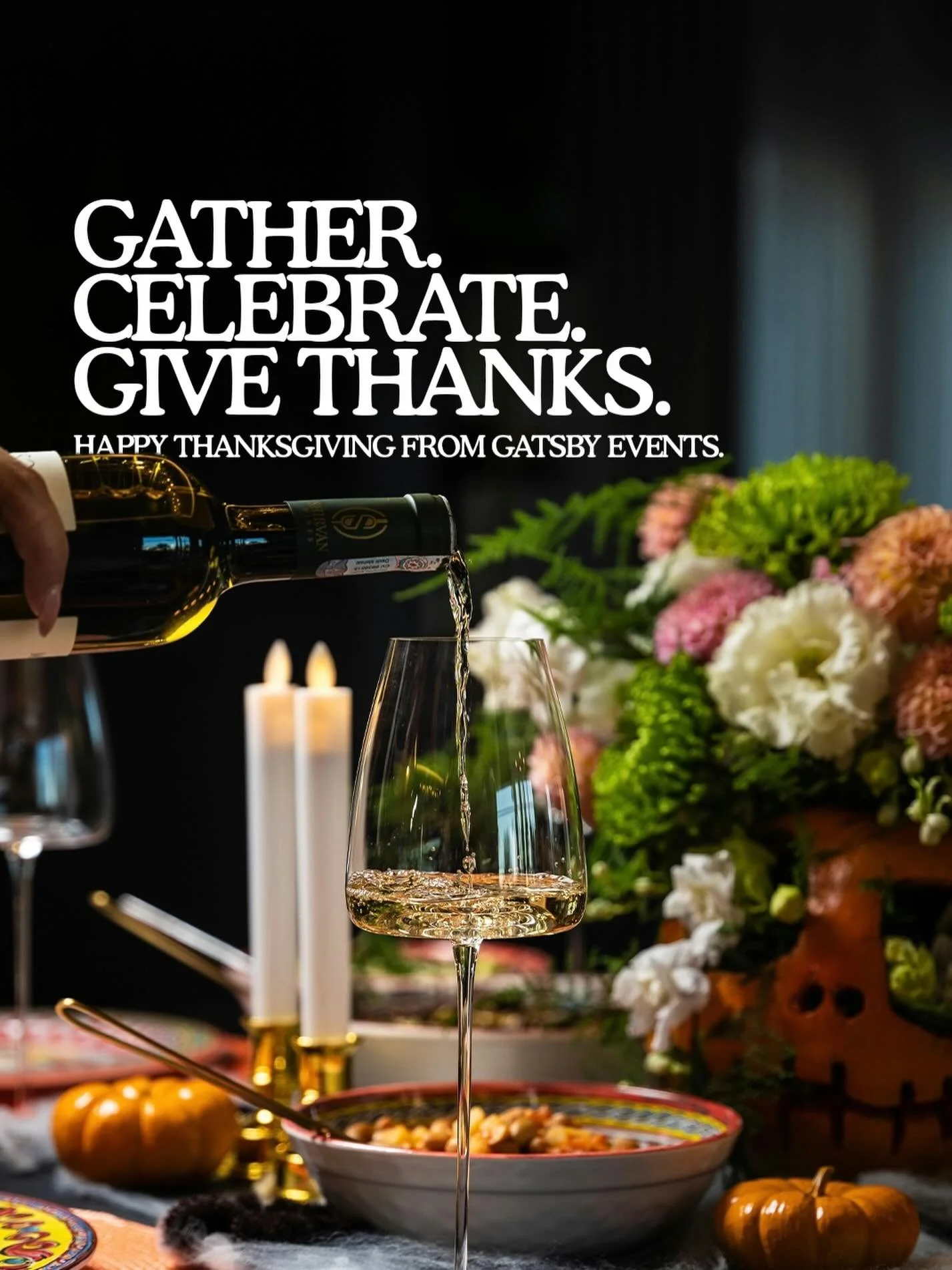Happy Thanksgiving from all of us at Gatsby Events. 🕯️
We&rsquo;re so thankful for our community, our clients, and the unforgettable moments we get to help create. 🥂