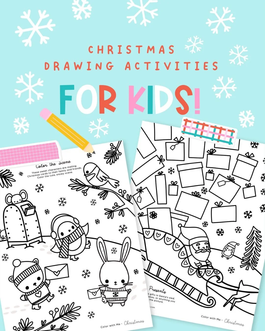 Check out our Christmas coloring and activity book! It has lots of cute and creative drawing activities like decorating snow globes, gifts from Santa, and mugs of hot cocoa. Visit our printable shop at tinyzoopress.etsy.com!❄️ #printableactivitybook 