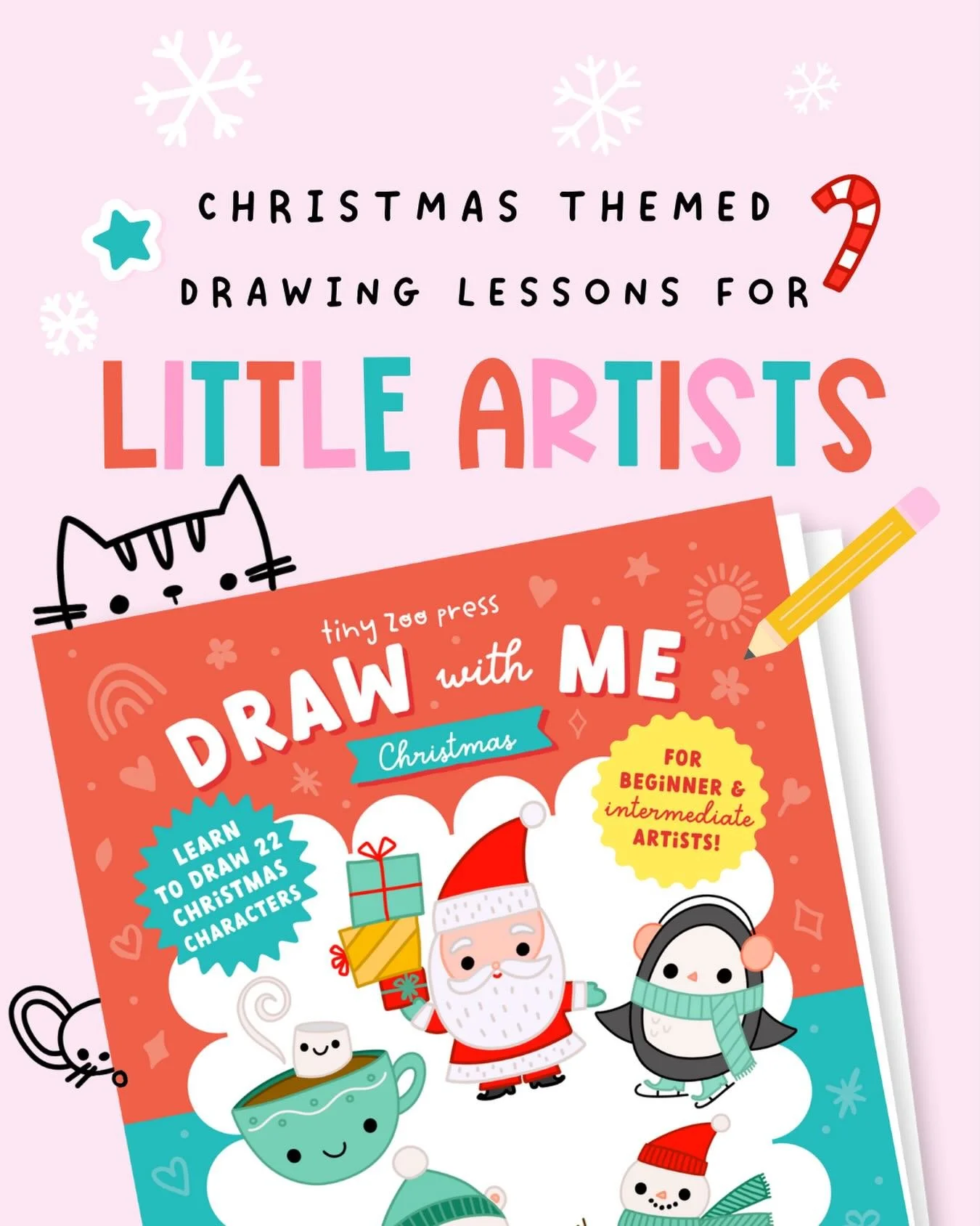 ✏️Draw with us! We have step-by-step drawing lessons for beginning and intermediate artists! New collections of books and printables have been added to our shops. Visit tinyzoopress.com #drawingforbeginners #christmasprintablesforkids #easydrawingide
