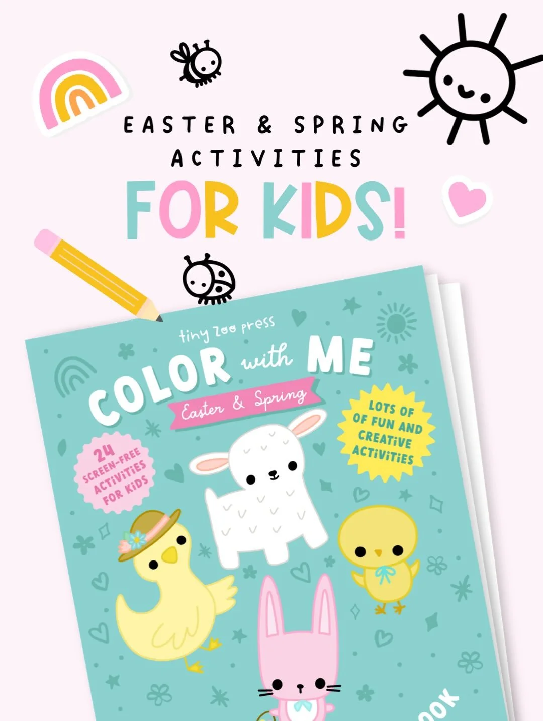 🐣We have a cute new collection of Easter printables in our shop! 24 coloring and drawing activities featuring sweet bunnies, lambs, and baby chicks! Visit us at tinyzoopress.com💕 #easterprintables #eastercoloringpages #easteractivitiesforkids