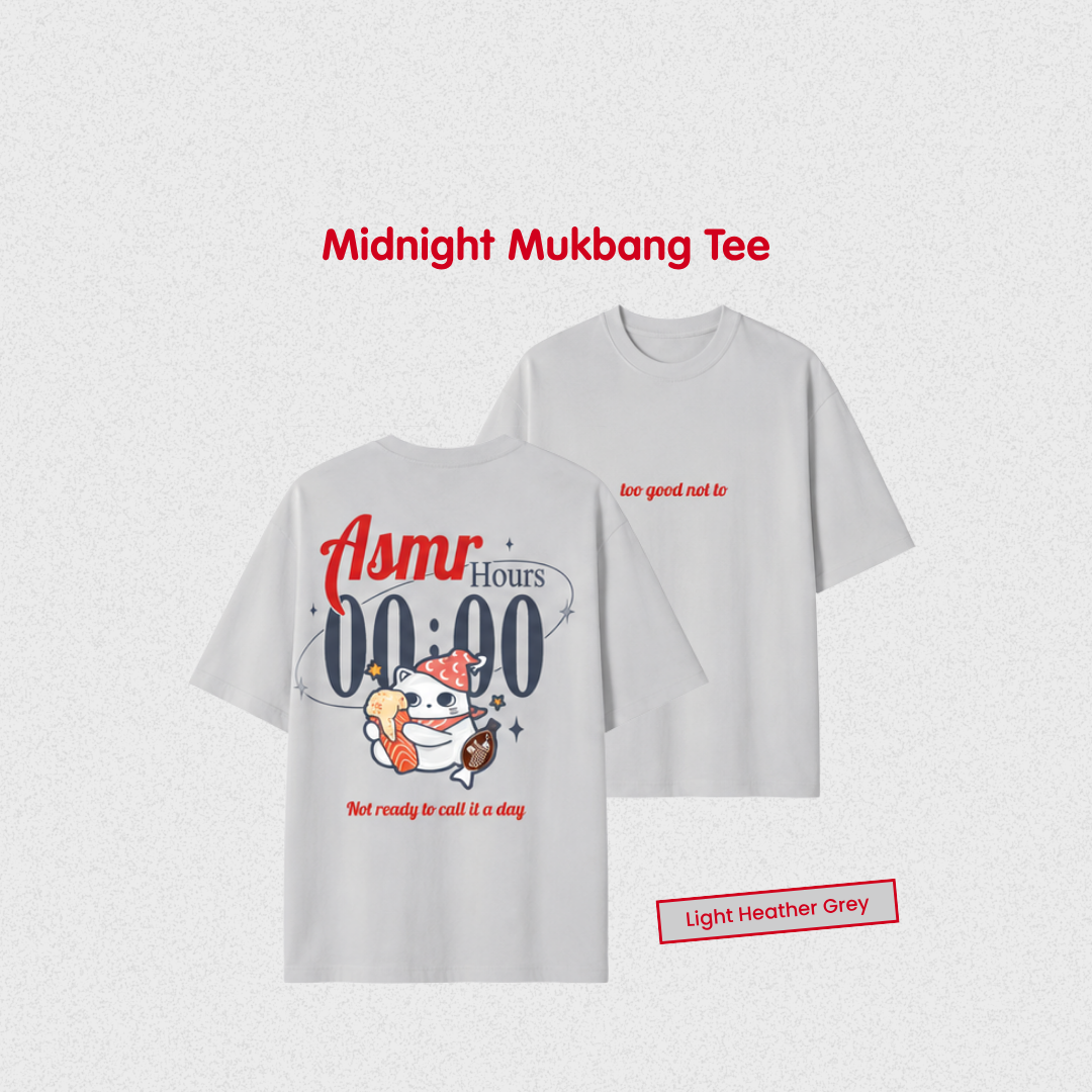 AOS MIDNIGHT MUKBANG TEE - LIGHT MUKBANG GREY