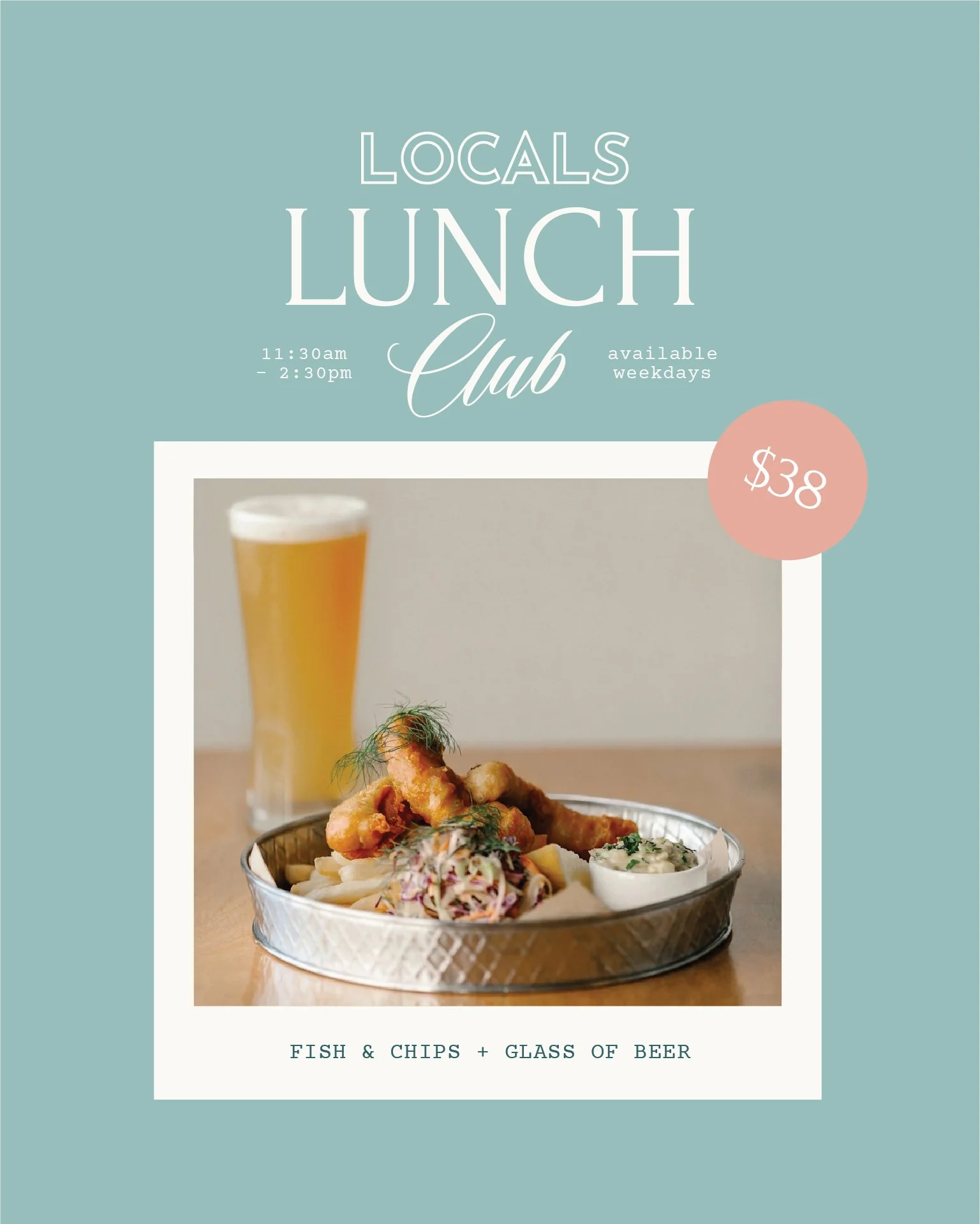 Our next 𝐉𝐞𝐥𝐥𝐲𝐟𝐢𝐬𝐡 𝐋𝐨𝐜𝐚𝐥𝐬 𝐋𝐮𝐧𝐜𝐡 𝐂𝐥𝐮𝐛 special is here&hellip;⁣⁣
⁣⁣
𝐅𝐢𝐬𝐡 &amp; 𝐂𝐡𝐢𝐩𝐬 + 𝐚 𝐒𝐮𝐦𝐦𝐢𝐭 𝐔𝐥𝐭𝐫𝐚 𝐋𝐚𝐠𝐞𝐫 𝐨𝐫 𝐒𝐭𝐞𝐢𝐧𝐥𝐚𝐠𝐞𝐫 𝐙𝐞𝐫𝐨 ~ $𝟑𝟖⁣⁣
Available 𝐰𝐞𝐞𝐤𝐝𝐚𝐲𝐬 𝐟𝐫𝐨𝐦 𝟏𝟏:𝟑𝟎𝐚𝐦