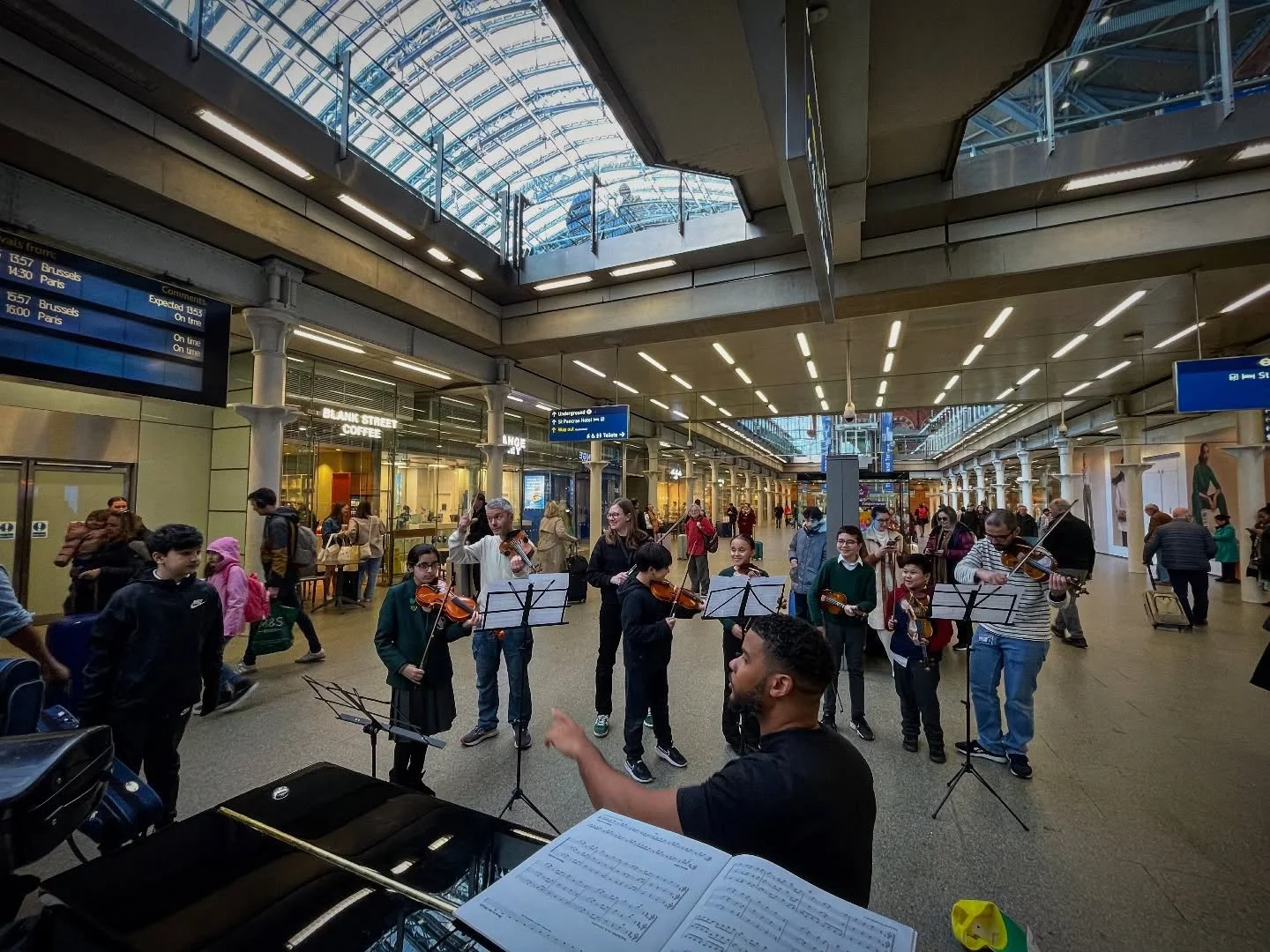 Filming kids from @ukmusicmasters busking at the wonderful #stpancrasinternational station