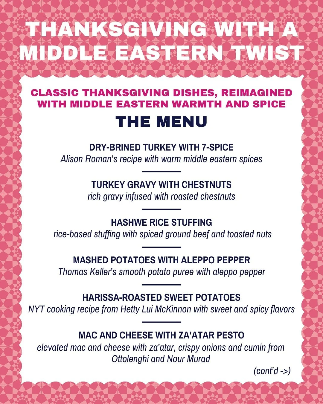 Who&rsquo;s in Thanksgiving menu planning mode?
We curated fun recipes that bring a Middle Eastern twist to your favorite holiday classics, cozy, festive, and full of flavor.
Comment &ldquo;Thanksgiving&rdquo; and we&rsquo;ll send you the full menu w