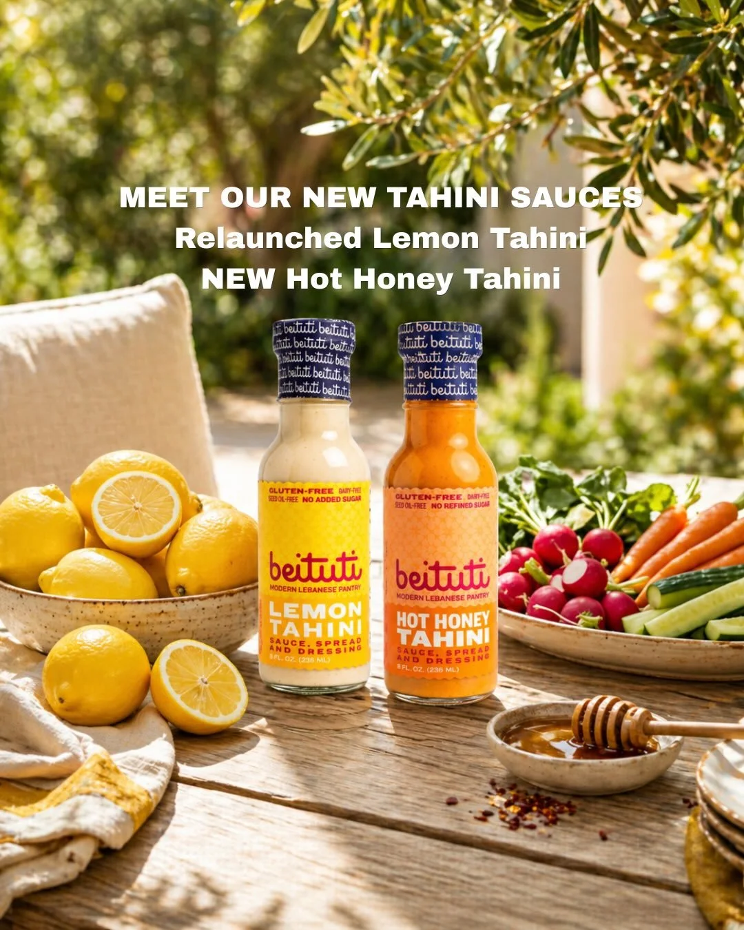 your meals just got better!!

lemon tahini is back
hot honey tahini just dropped

bright, creamy, a little spicy
made to drizzle on everything

now available on our website
coming soon to stores near you

which one are you trying first?
