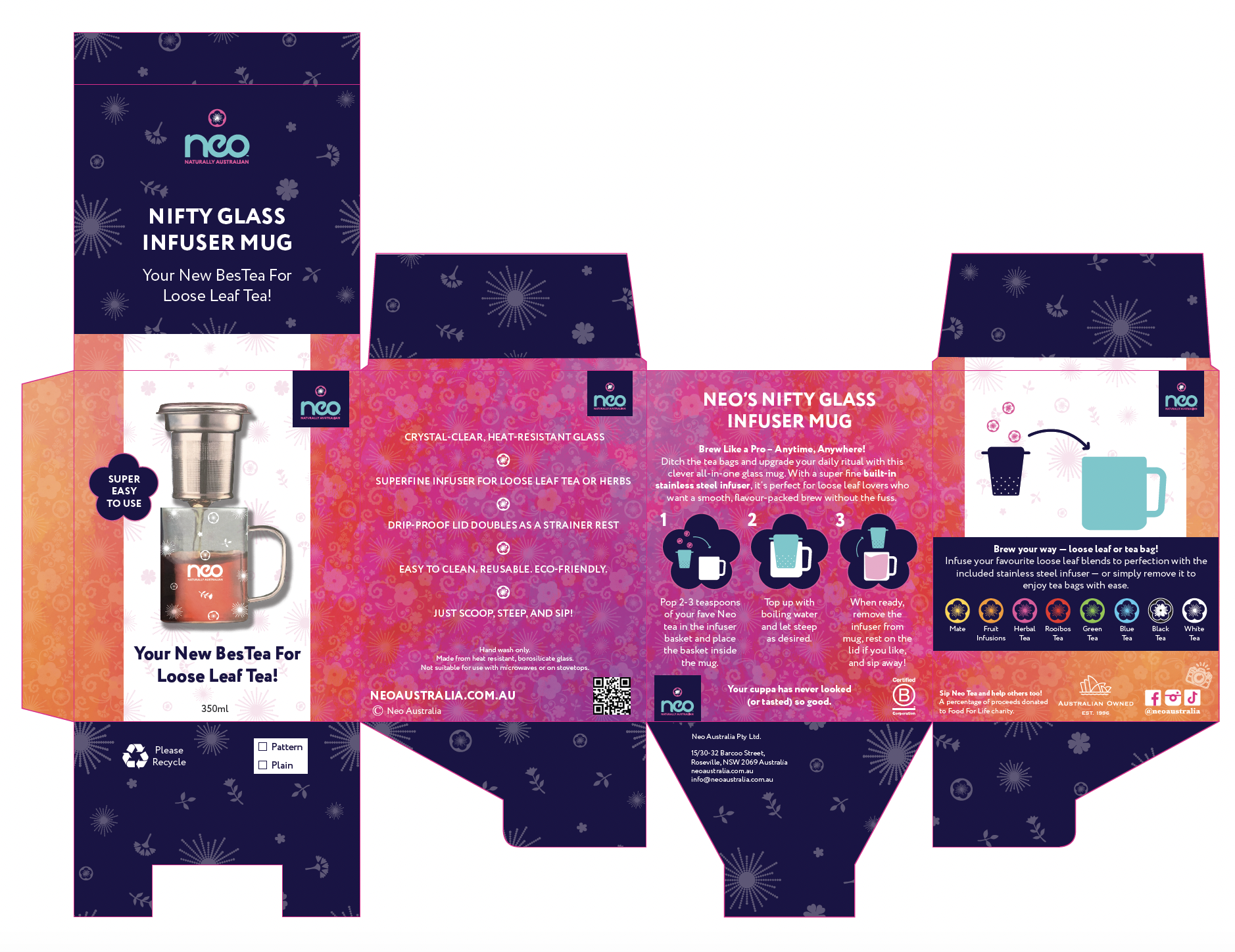 The box design for the glass infuser mug.