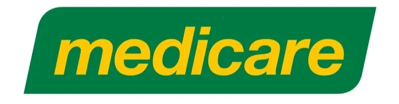 Medicare logo with green background and yellow text.