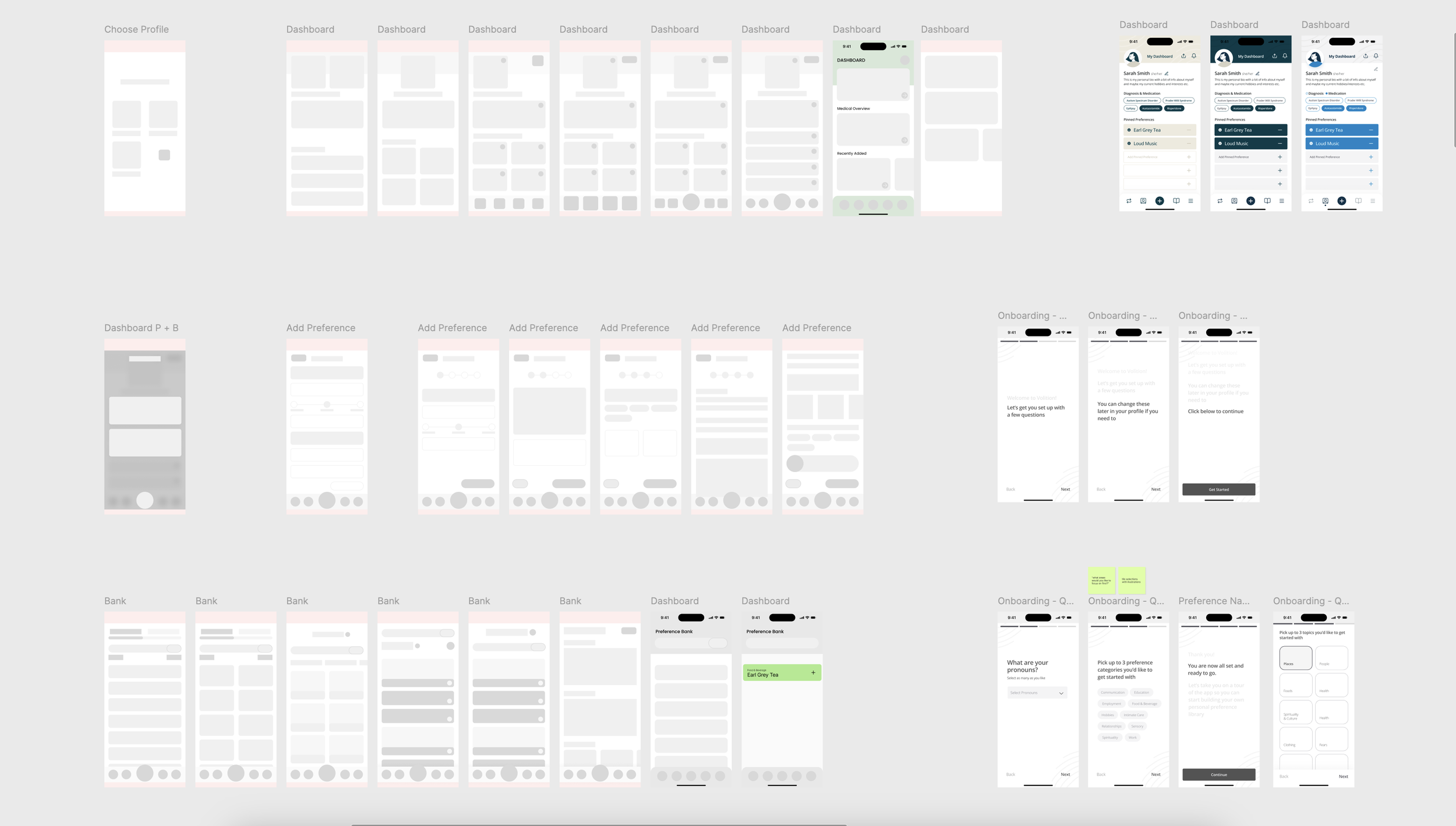 Sketching & Lofi Wireframes -  These early digital wireframes allowed for rapid feedback and iteration, ensuring that the basic structure of the app met user needs before moving on to more detailed designs. (Not pictured - before this stage I always 