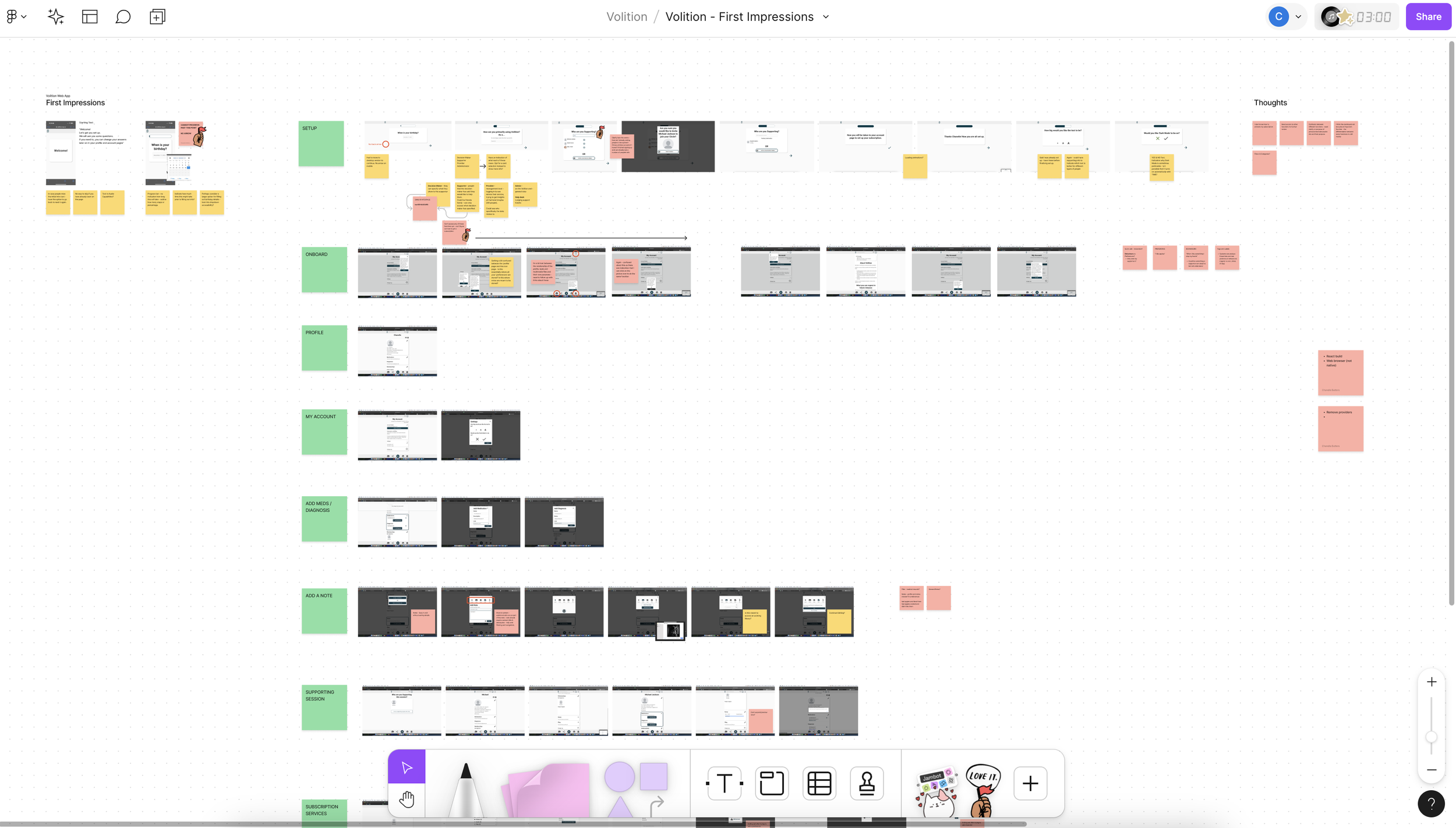 First Impressions & Analysis -  Before diving in, I always like to do some initial testing on my own to gather first impressions and gather current state experience insights. Some key findings included confusion during onboarding, with difficulties f