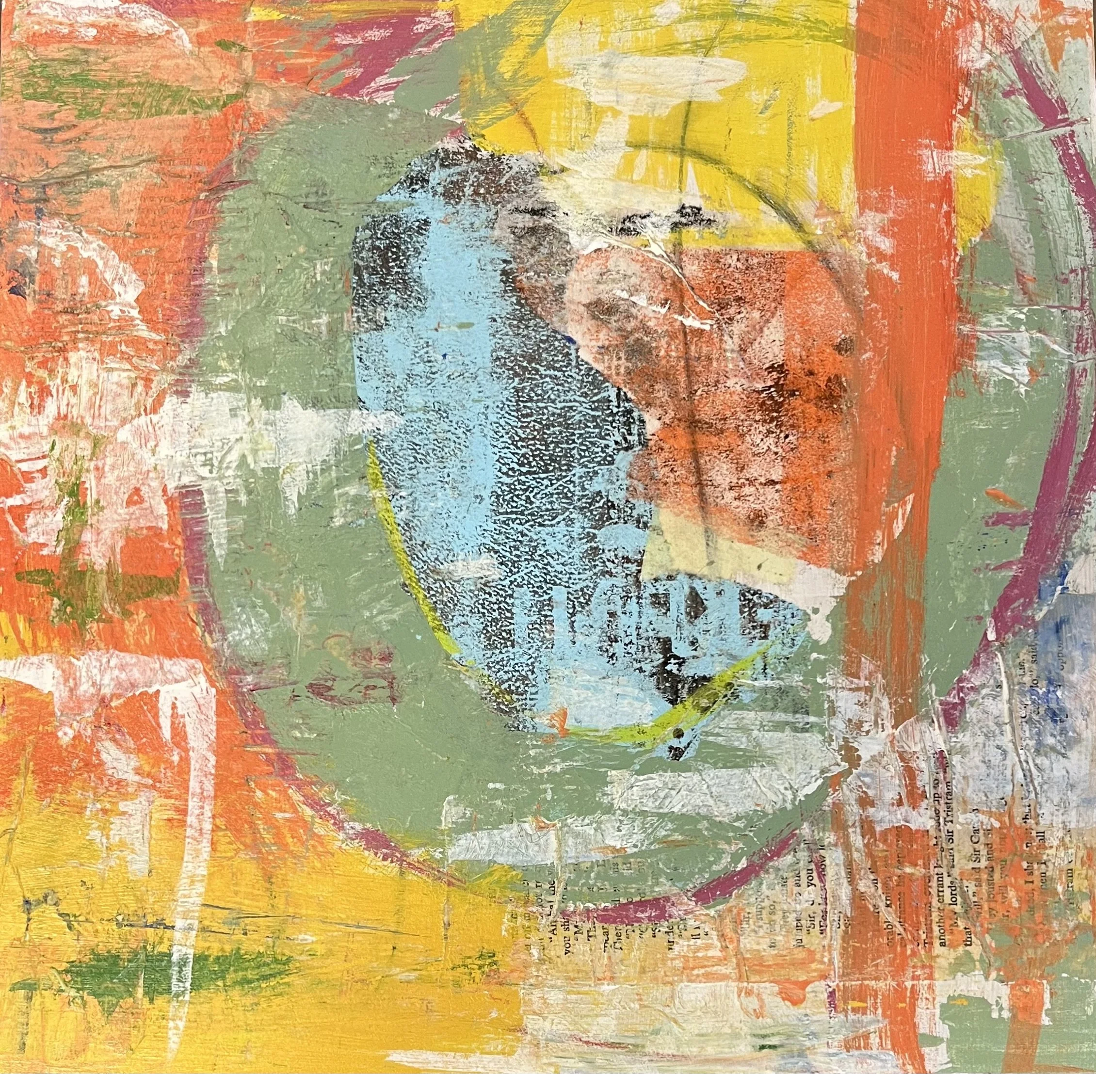 Round & Round 13 1/4" square x 1 3/8" deep Includes floating frame. Mixed media on wood panel | SOLD