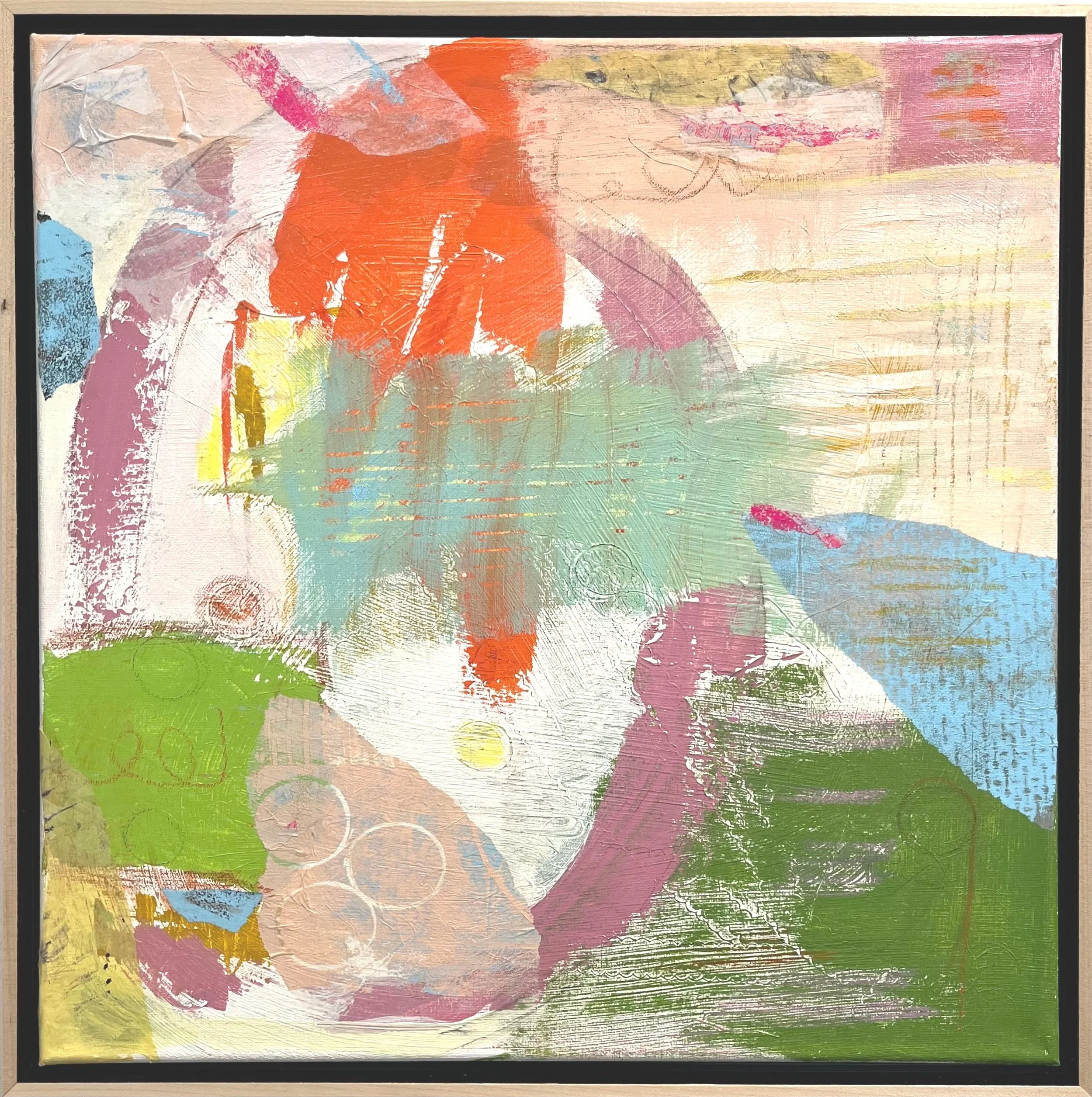 Coral 21 1/4" square, includes frame Mixed media on canvas | SOLD