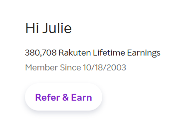 Rakuten lifetime earnings!