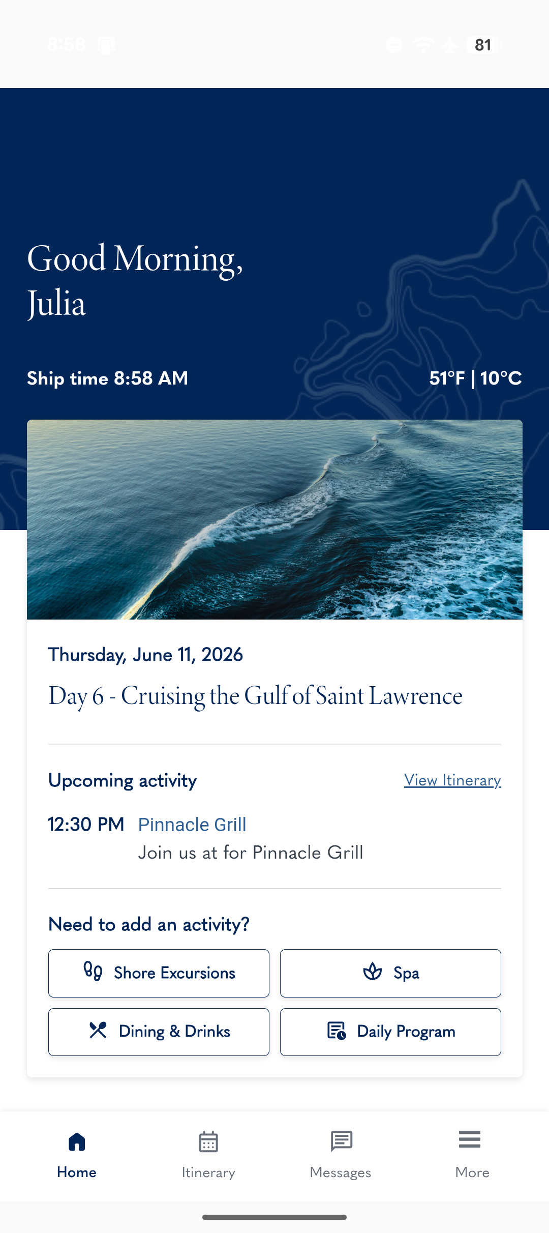 Navigator app on Holland America