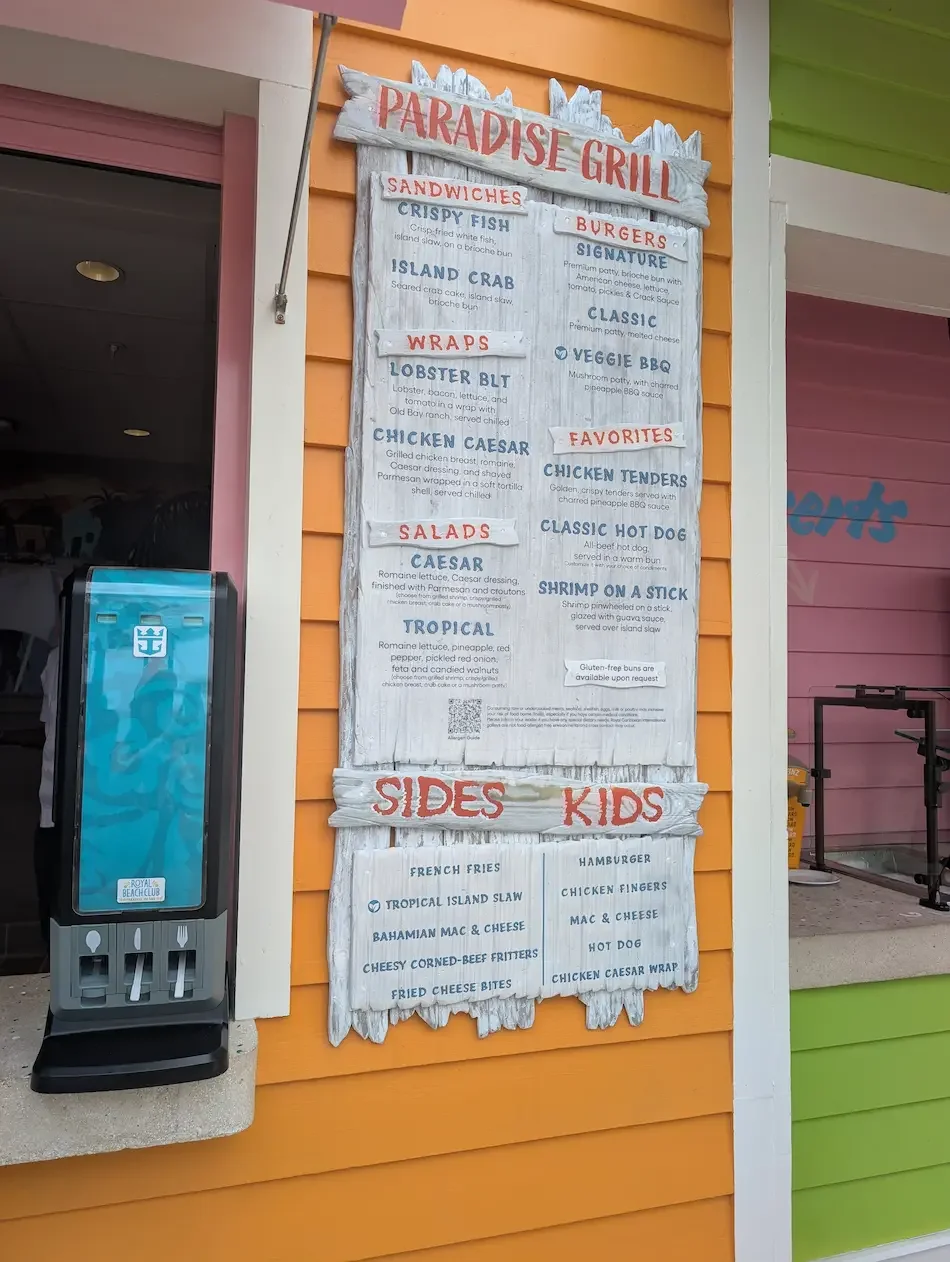 Menu at Royal Bahamas Beach Club
