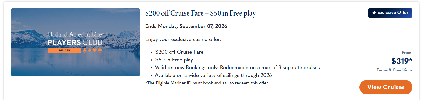 Holland America Casino Cruise Deal