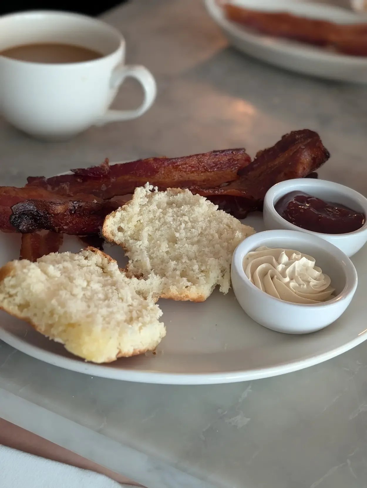 Buttery Biscuits and crispy bacon