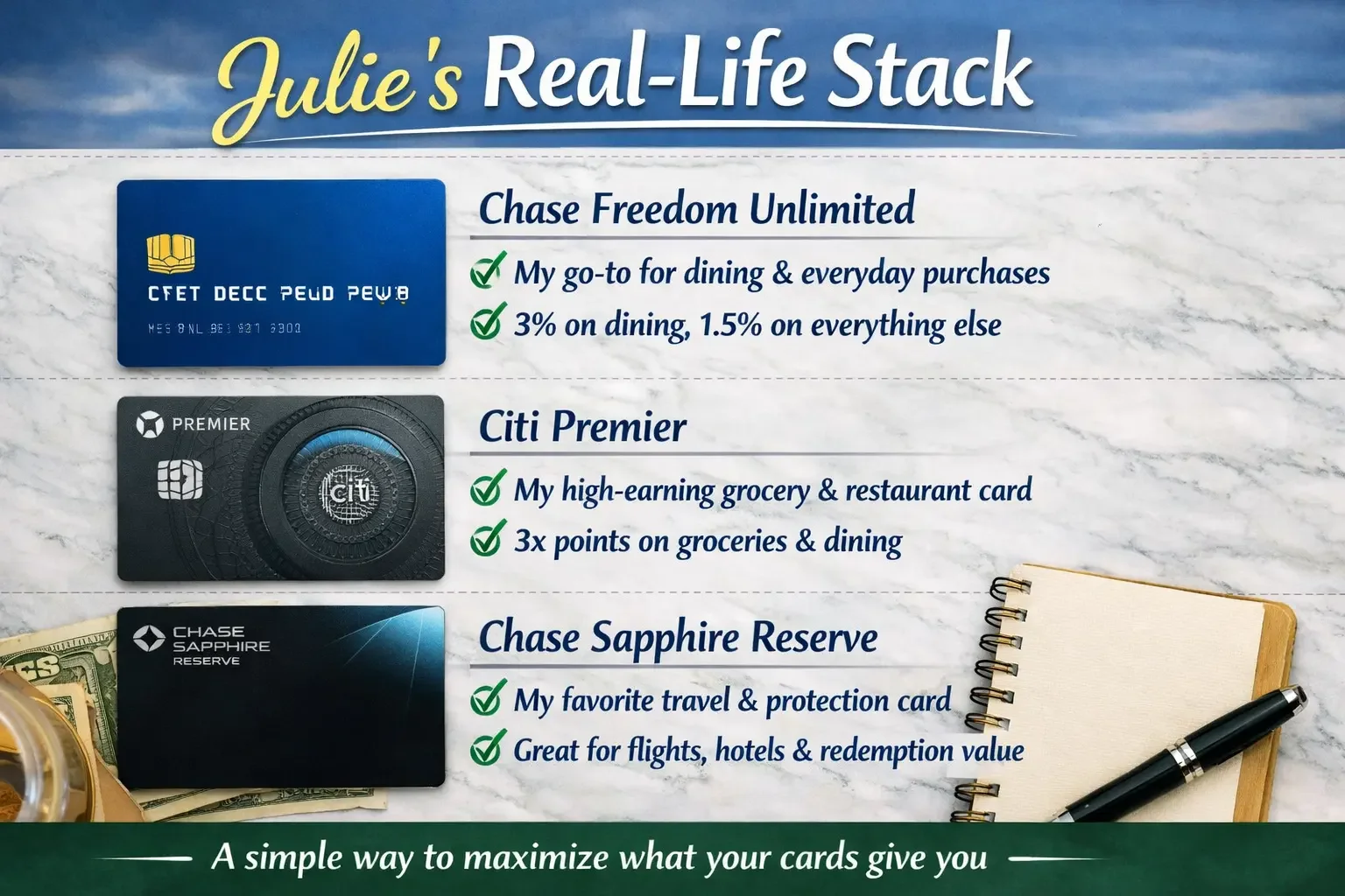 Julie's real life credit card stack