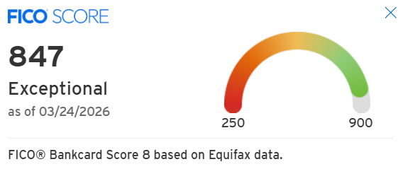 Julie Davis credit score of 847 after 20 years of travel hacking with points and miles