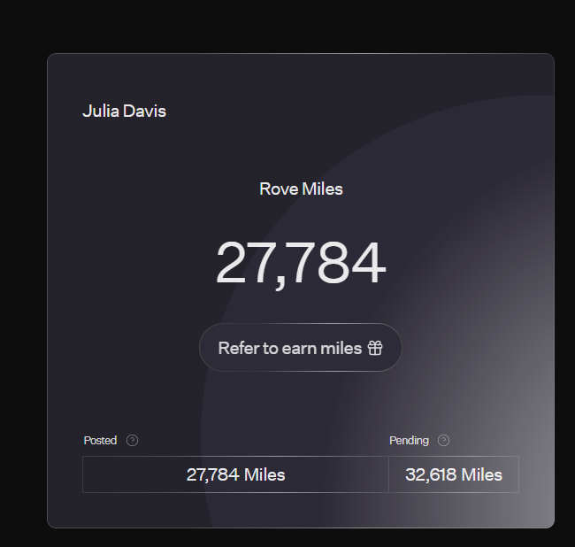 Rove Miles for 2026