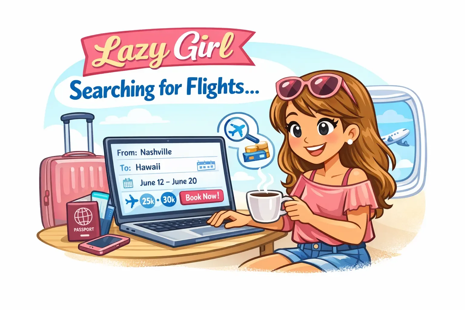 Lazy Girl Searching for Flights