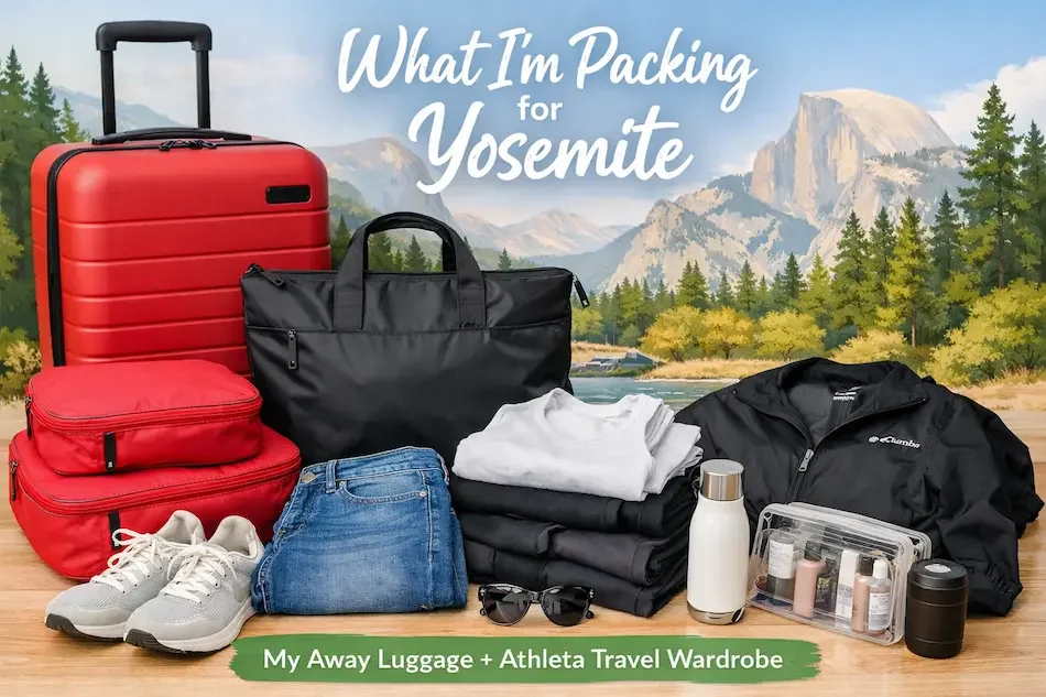 What I'm Packing for Yosemite - away luggage and athleta wardrobe