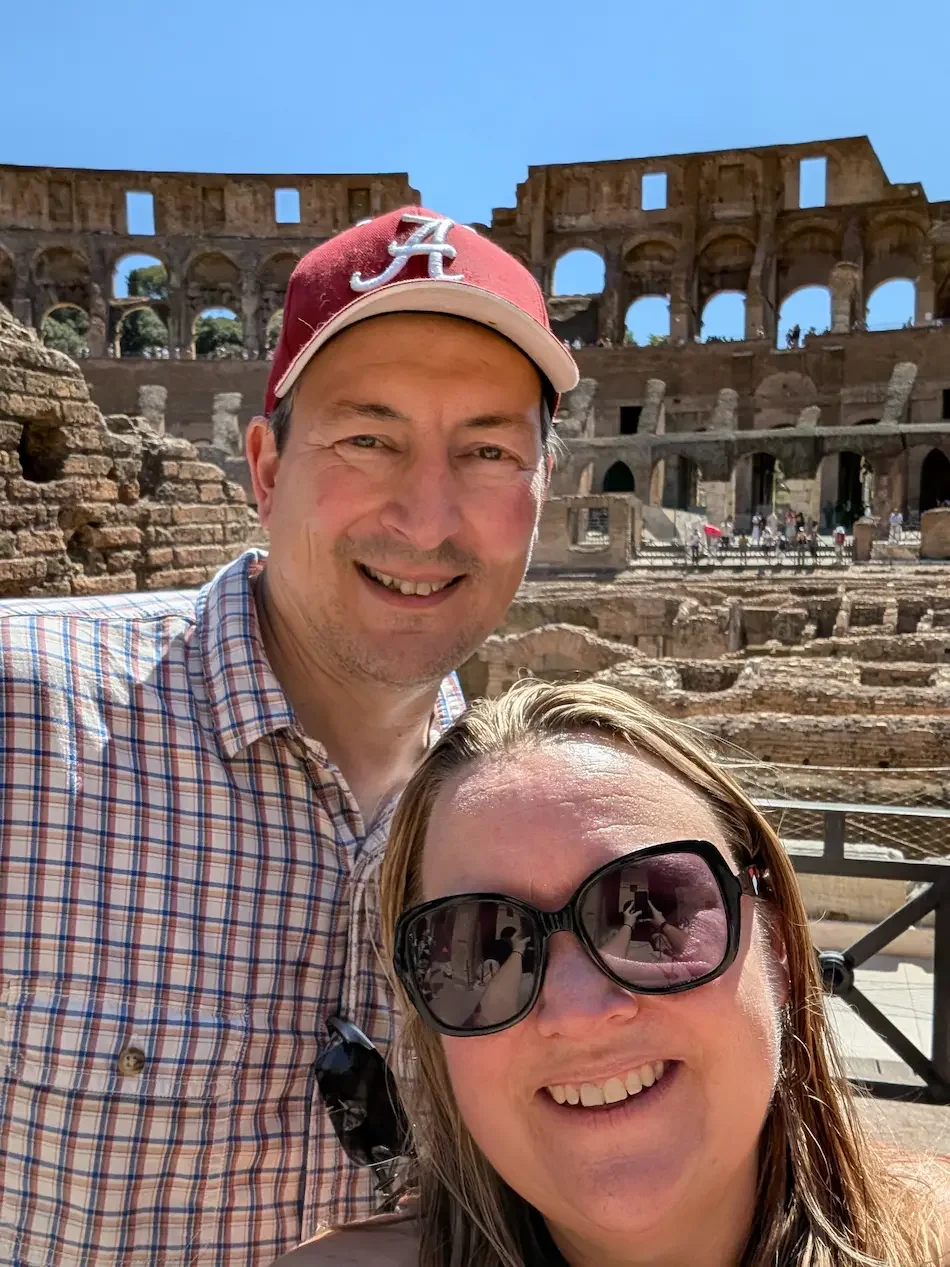 Julie and her husband in Rome 2025
