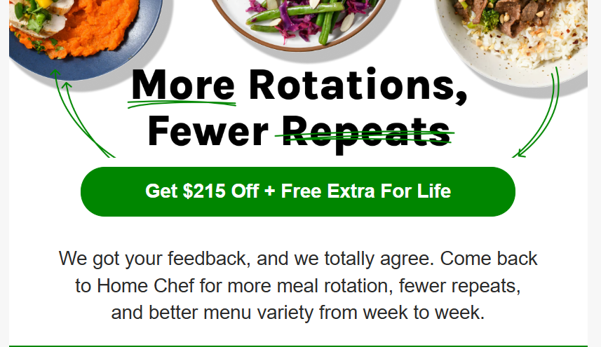 Home Chef Come Back Offer