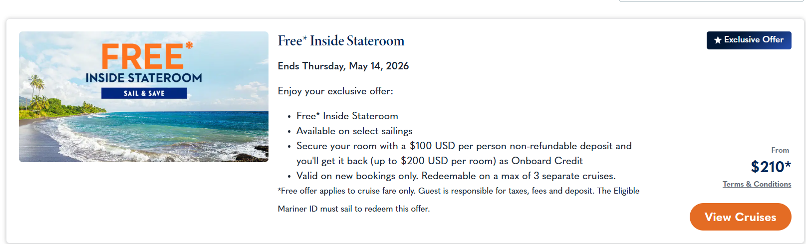 Holland America Casino Offer