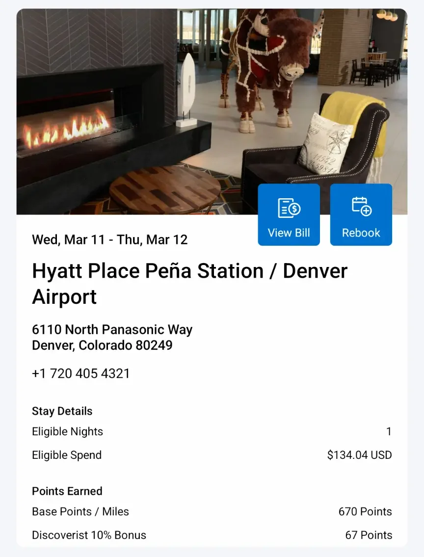 Hyatt Place Pena Hyatt points earned