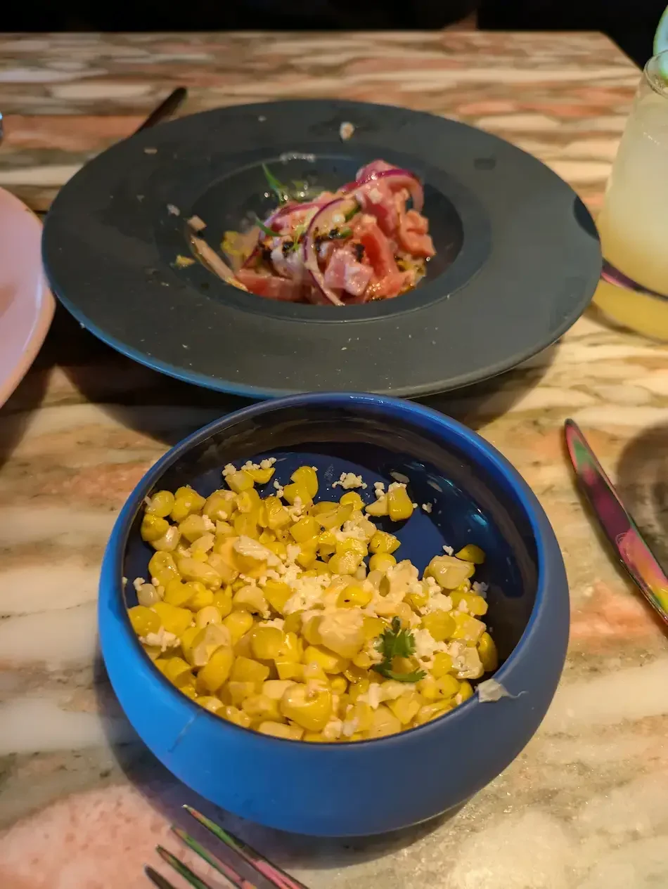 Pink Agave on Virgin Voyages  Tuna and corn
