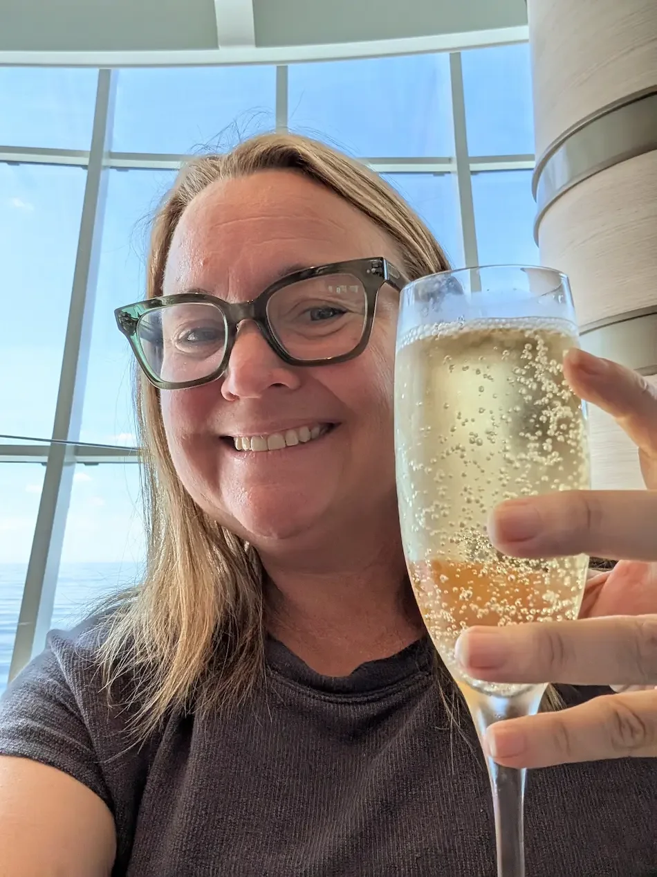 Sipping bubbles on a cruise ship