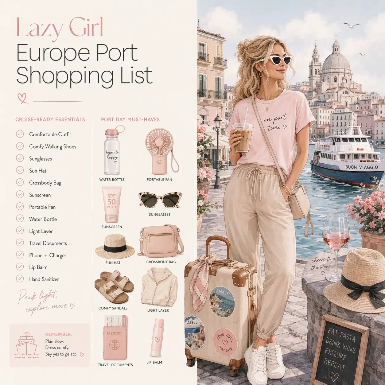 Lazy Girl Europe Port Shopping list