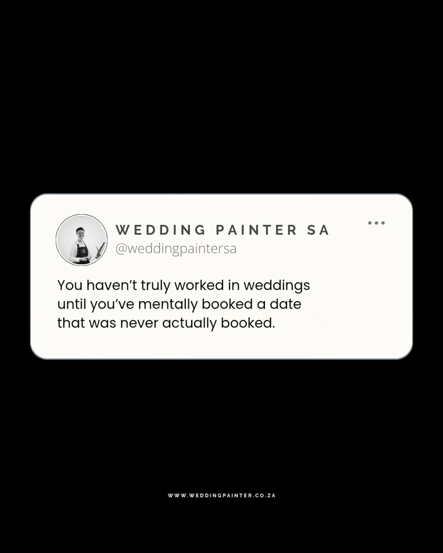 If you&rsquo;re a wedding supplier, you understand.

Tag a fellow vendor who&rsquo;s been emotionally attached to a date before 💔😂