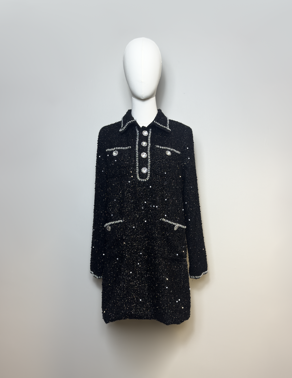 Sister Jane Black Bouclé Shirt Dress