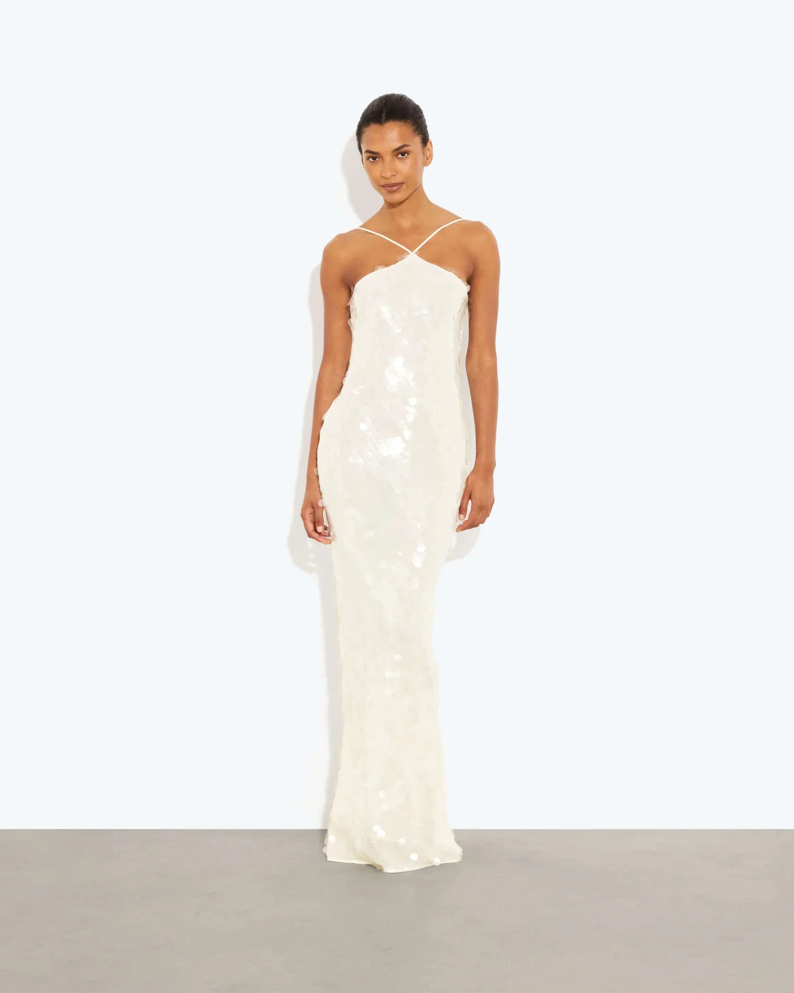 Rat and Boa White Emmanuella sequin dress to rent 1.webp