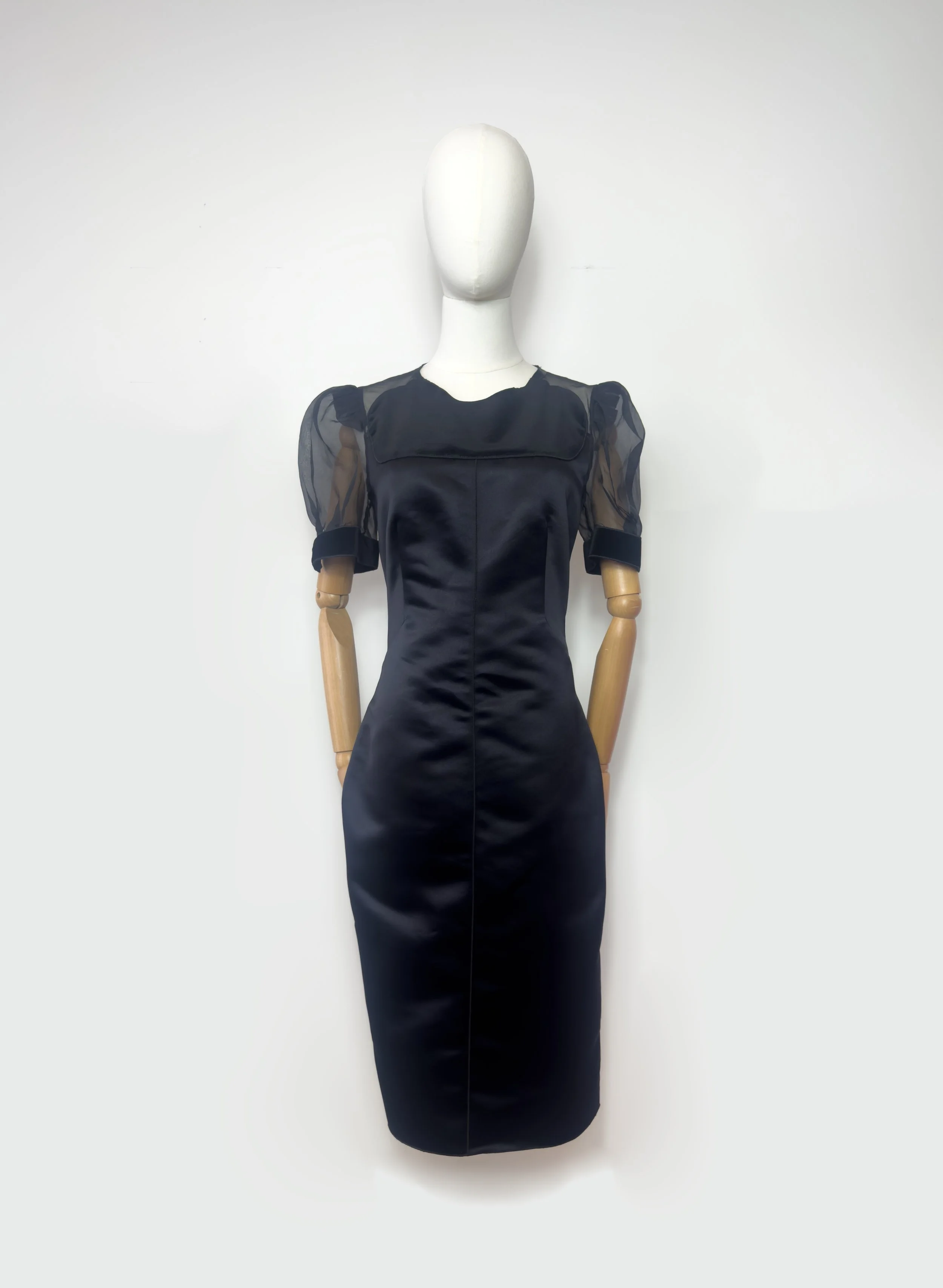 Dolce and Gabanna Vintage Satin Midi Dress Black