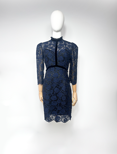 Sandro Navy Embroidered Mini Dress