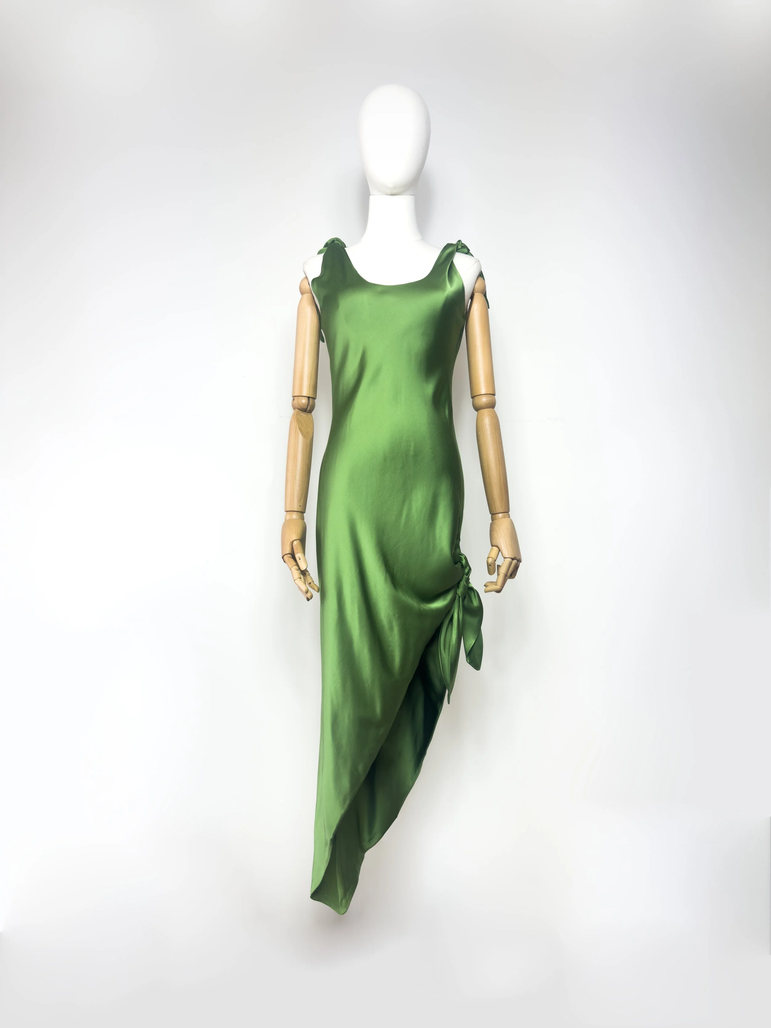 Cult Gaia Green Satin Midi Dress