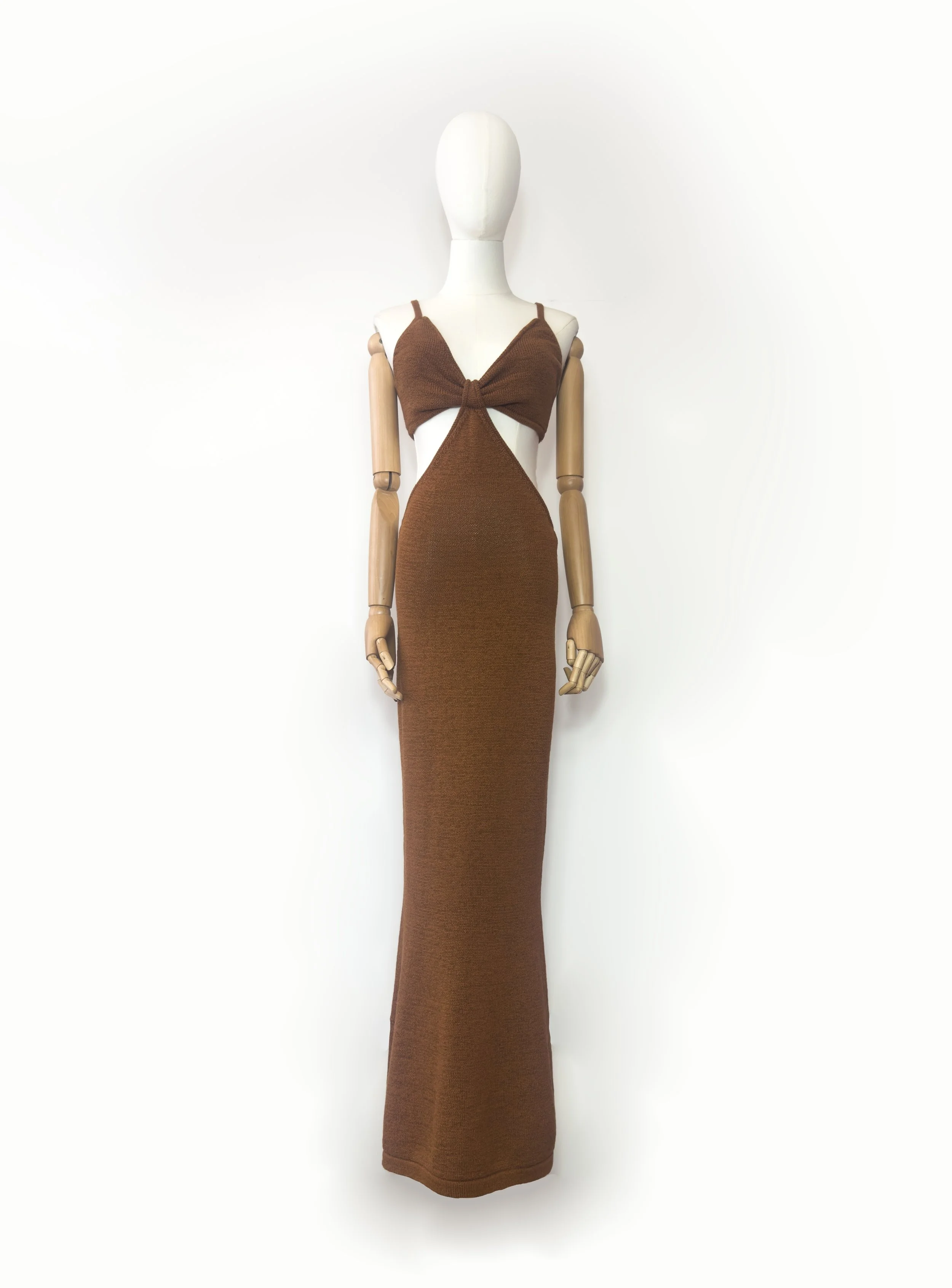 CULT GAIA SERITA KNIT DRESS BROWN TO RENT.jpeg