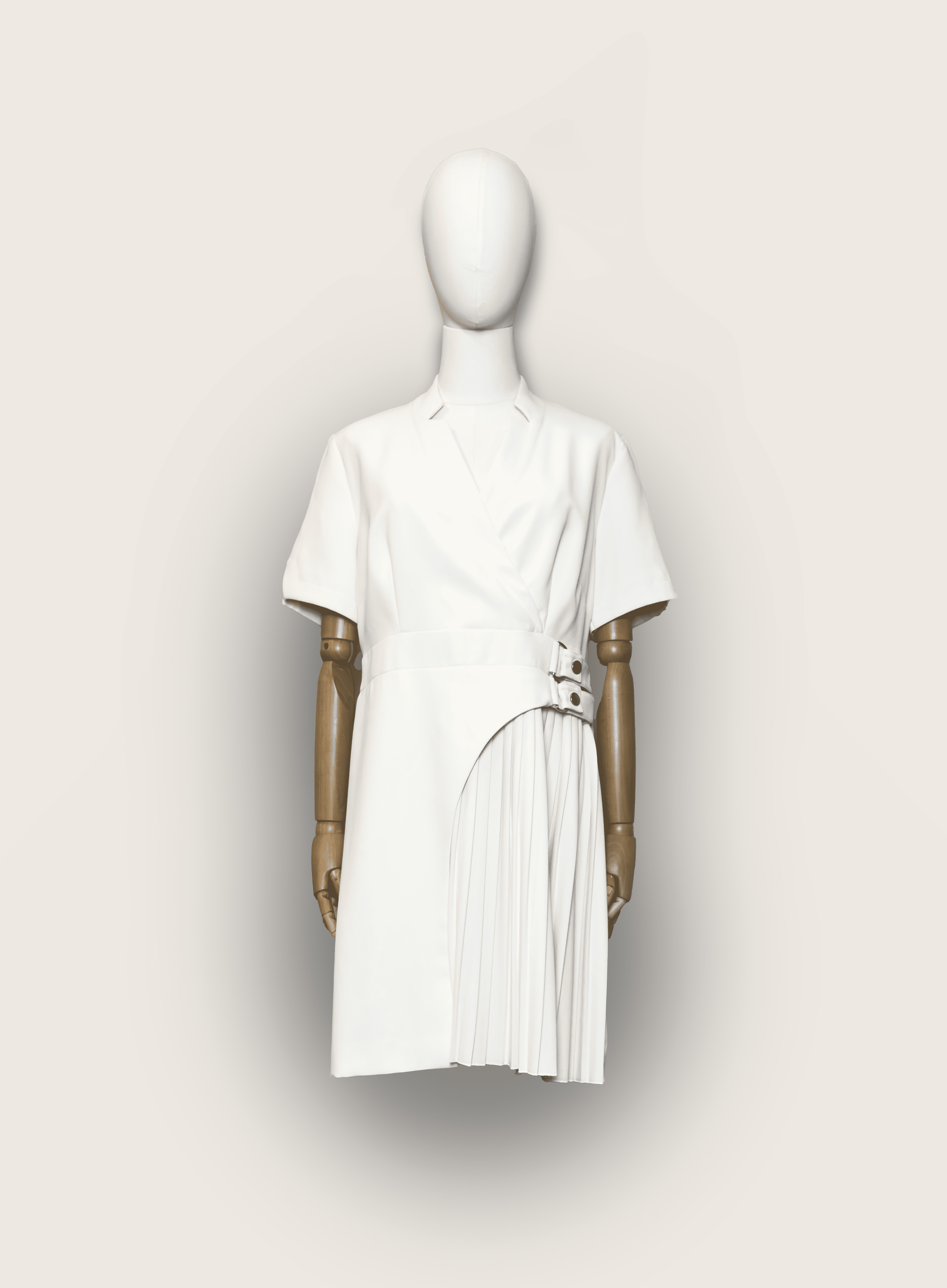 Karen Millen Forever Tailored Cream Mini Dress, Size 14