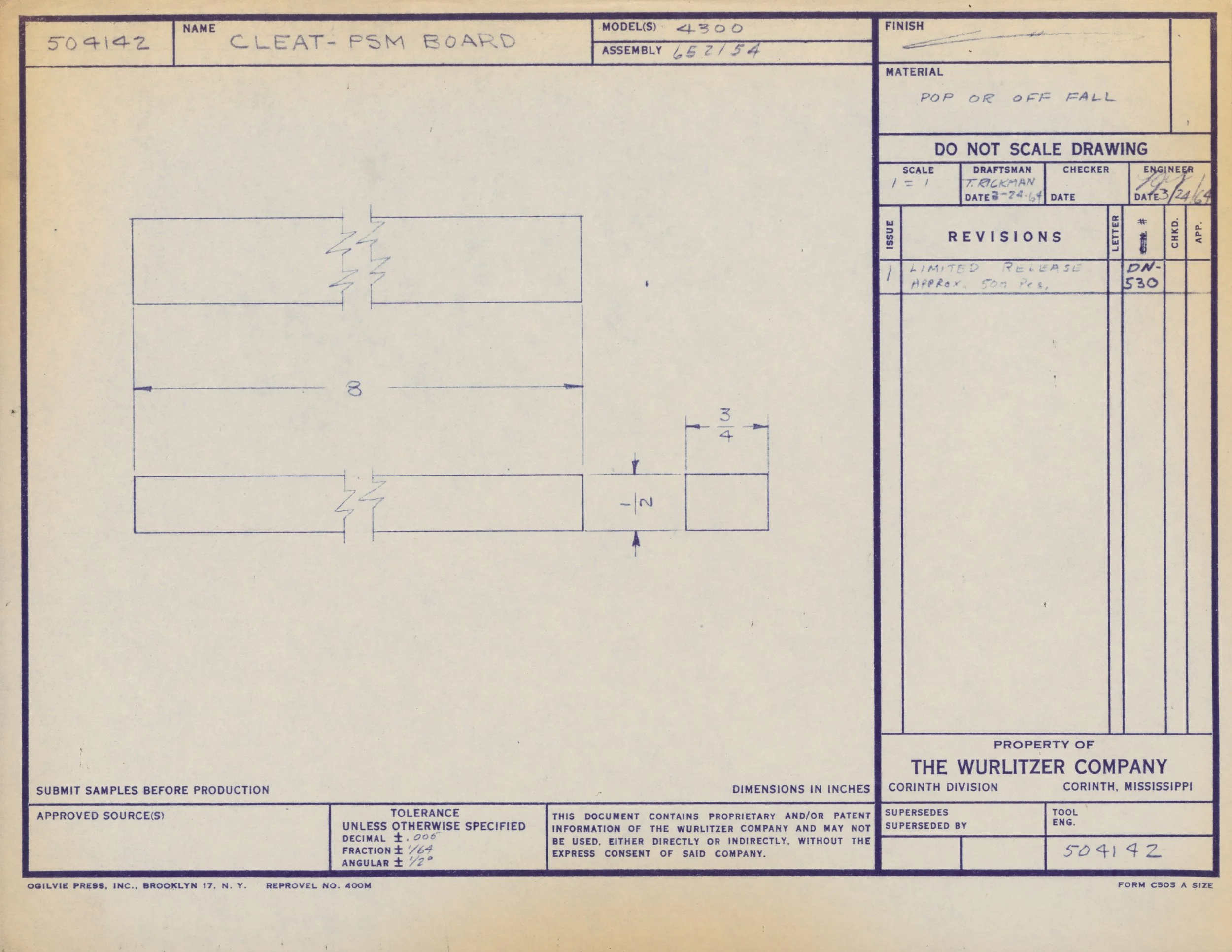 Technical blueprint for a PCB (Printed Circuit Board) with detailed schematics, measurements, and annotations.