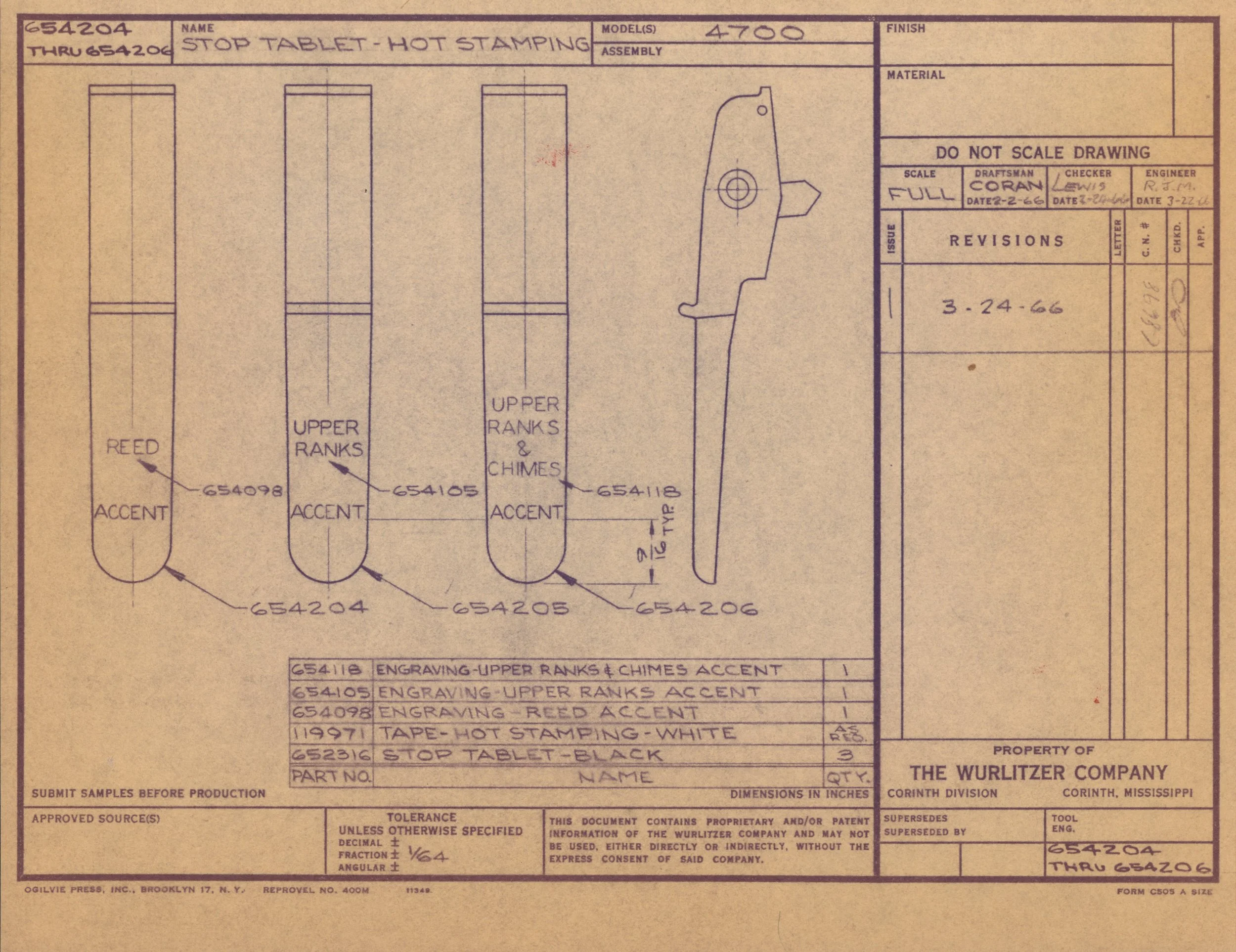 Technical drawing or blueprint for stop tablet hot stamping with detailed measurements and annotations.