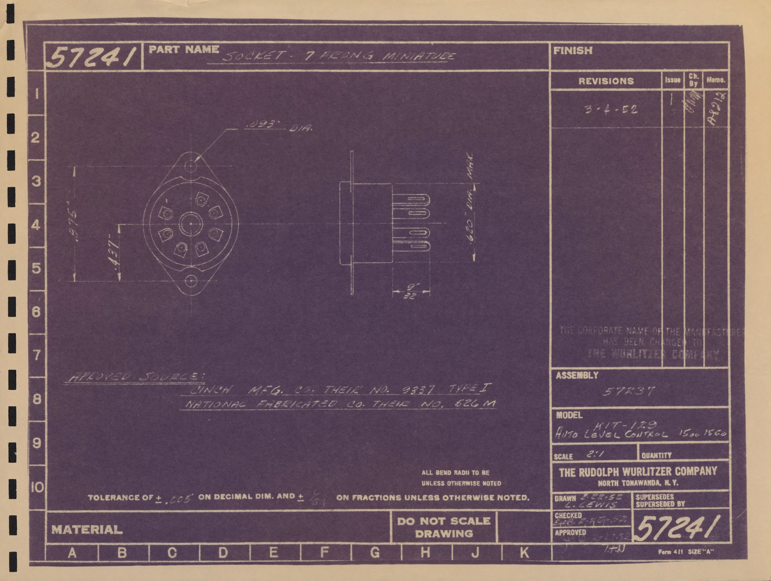Blueprint for a socket with detailed measurements and annotations.
