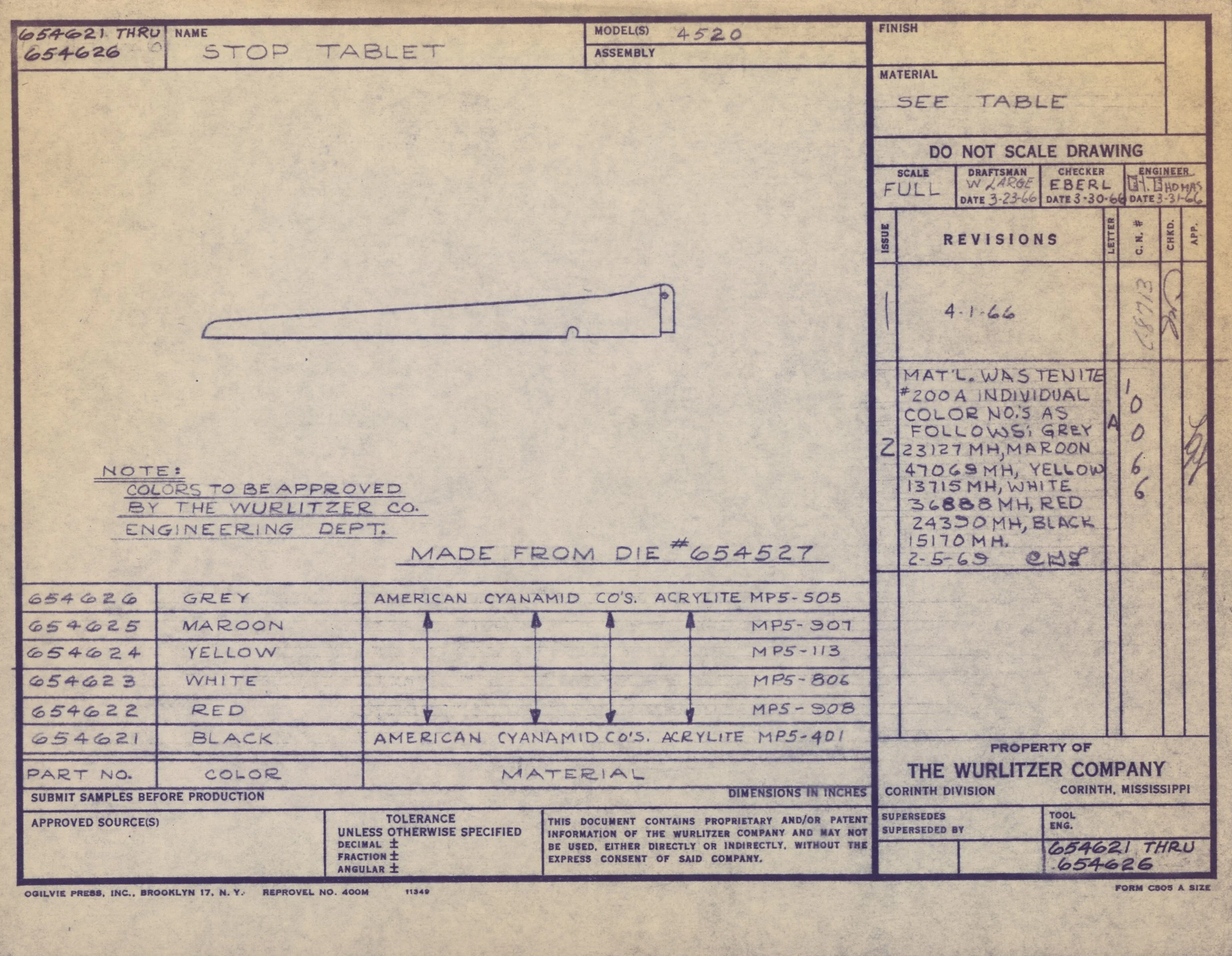 Blueprint for a stop table with technical details, dimensions, and material specifications.