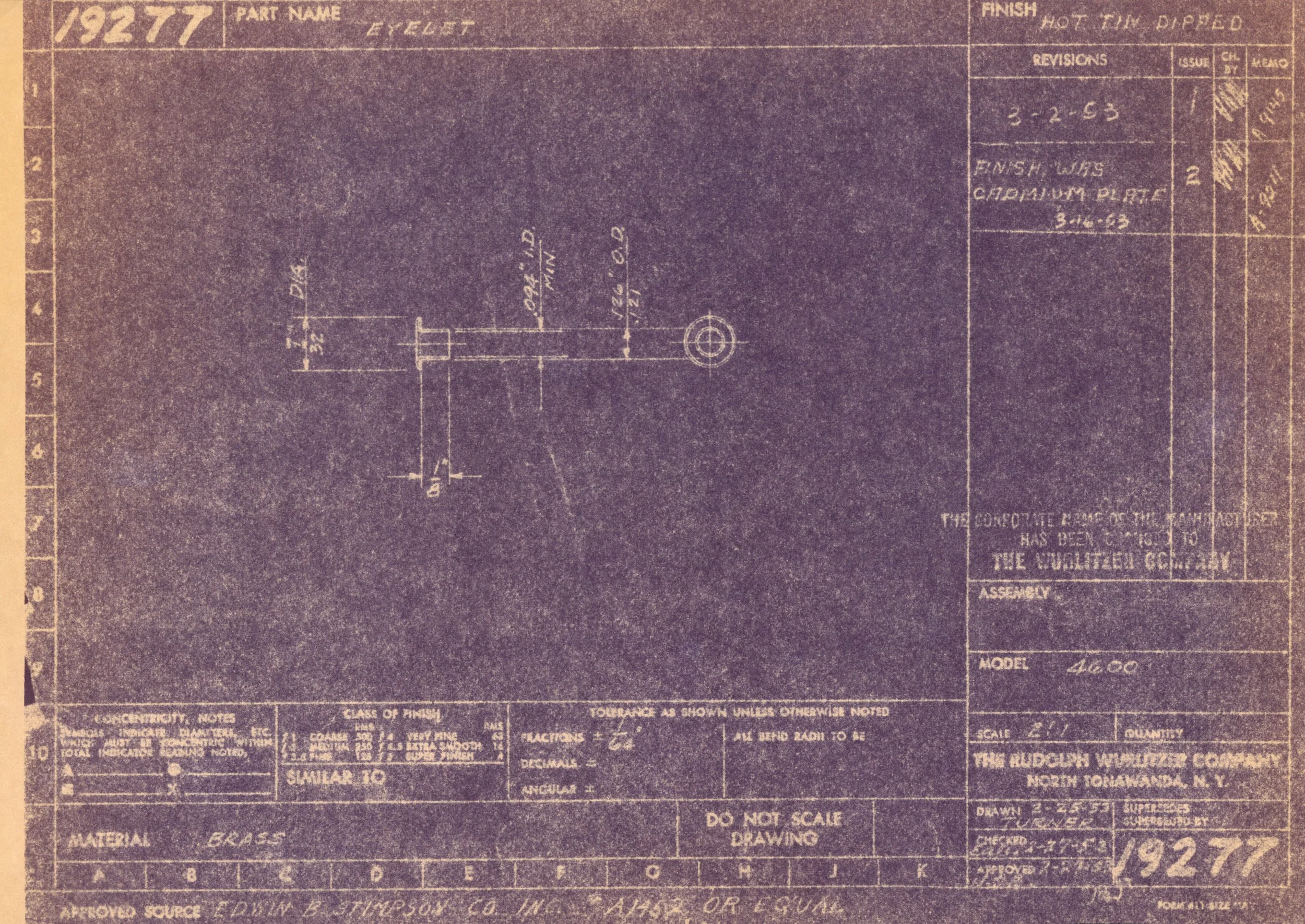 Blueprints or technical drawings from 1927 with detailed measurements, part names, and specifications for an engineering project.