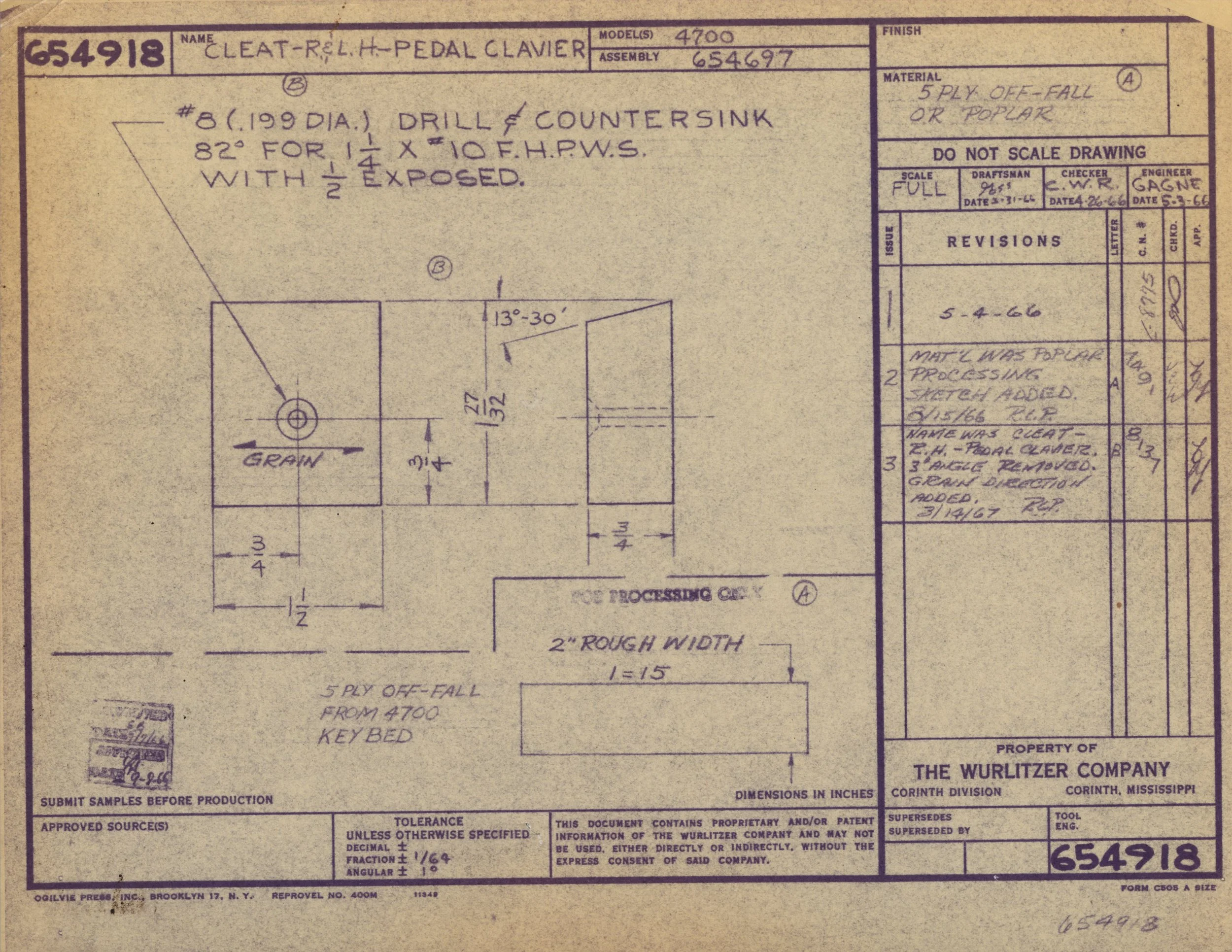 Technical blueprint or engineering drawing for a musical instrument, specifically a grand piano, with detailed measurements and specifications.
